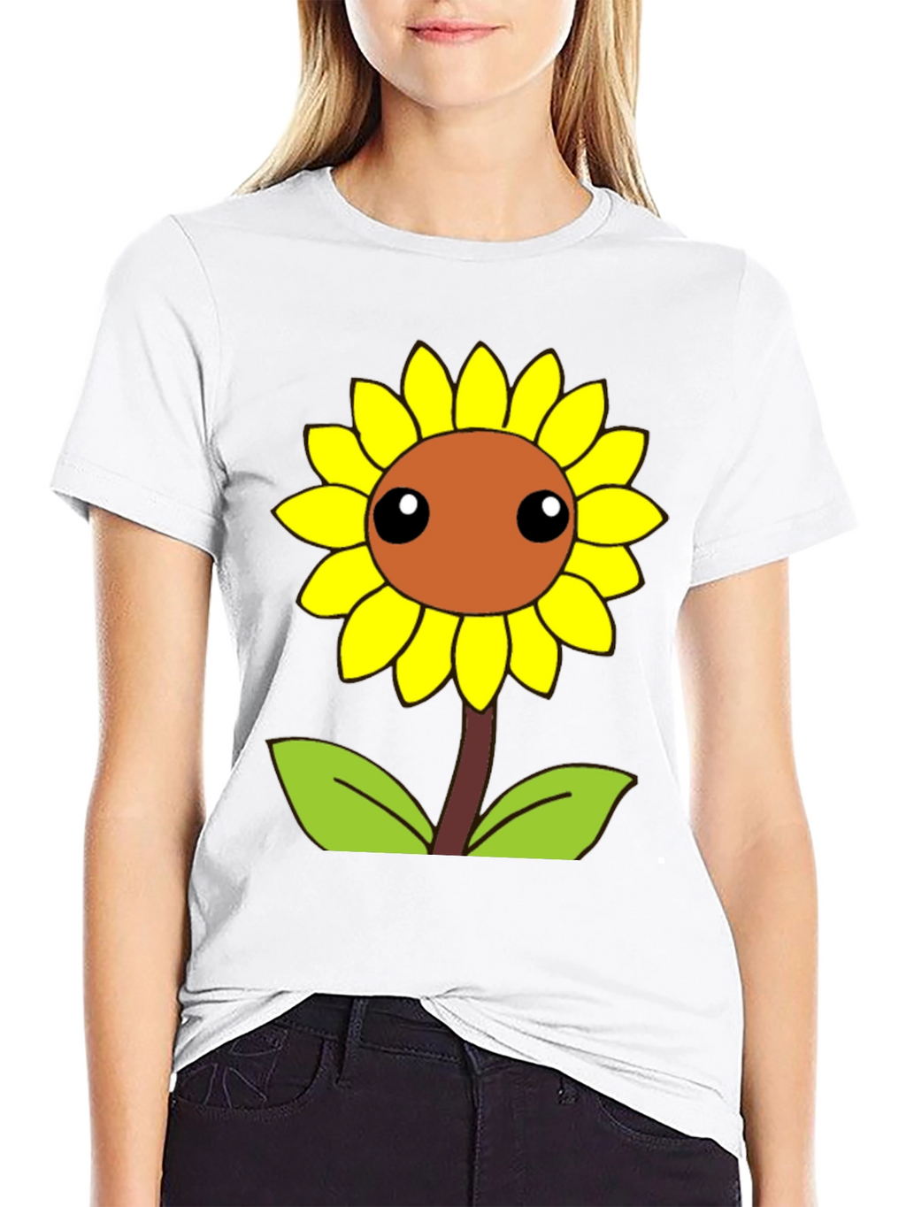 Camiseta Negra con Diseño de Girasol