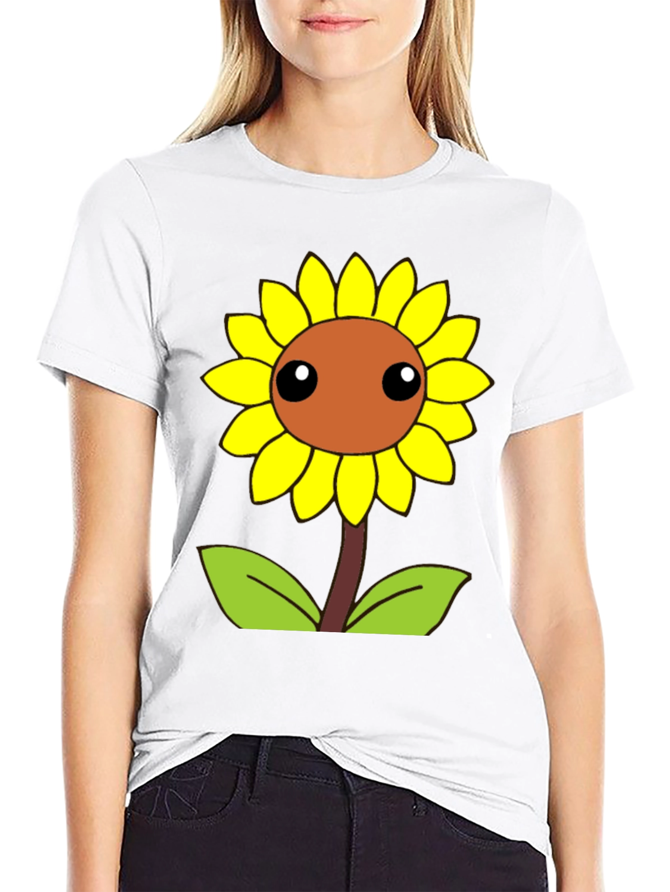 Camiseta Negra con Diseño de Girasol