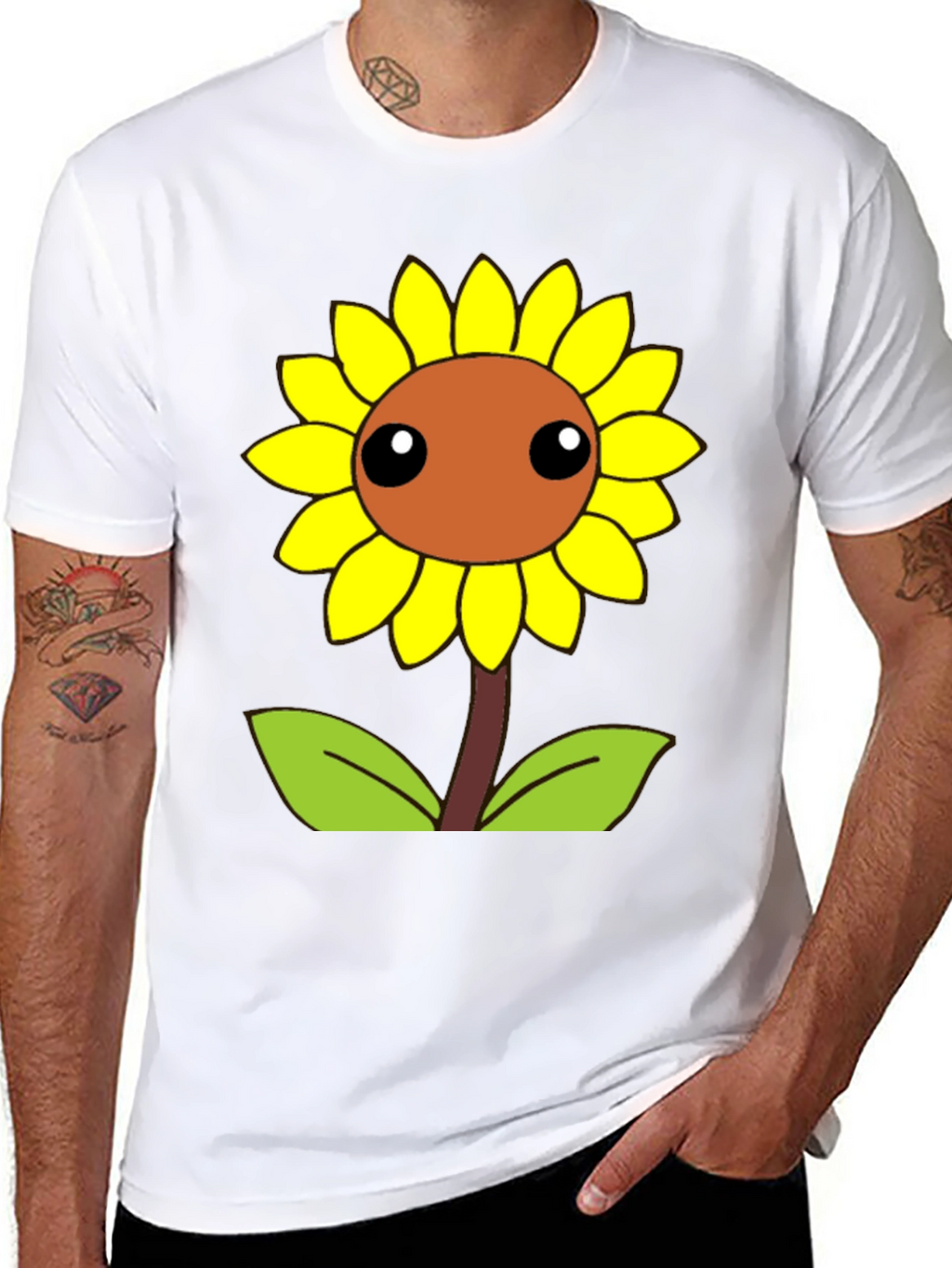 Camiseta Negra con Diseño de Girasol