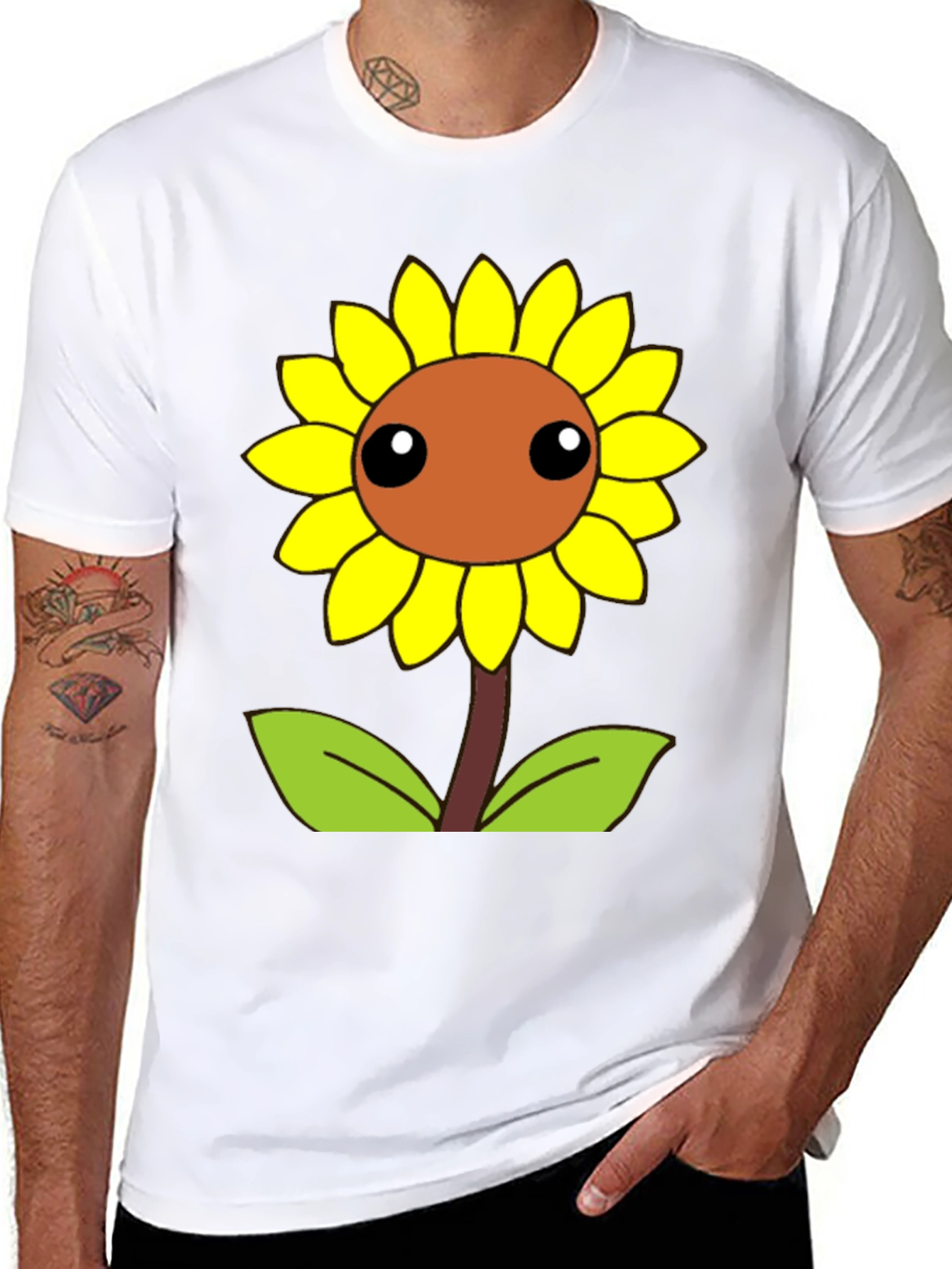 Camiseta Negra con Diseño de Girasol
