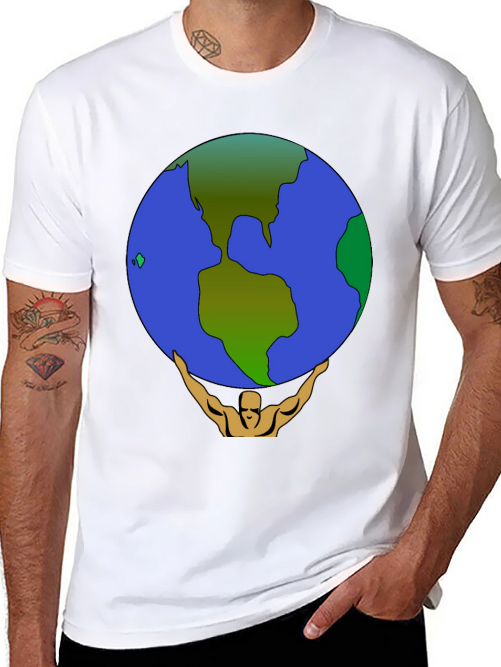 Camiseta Hombre Atlas Sosteniendo el Mundo