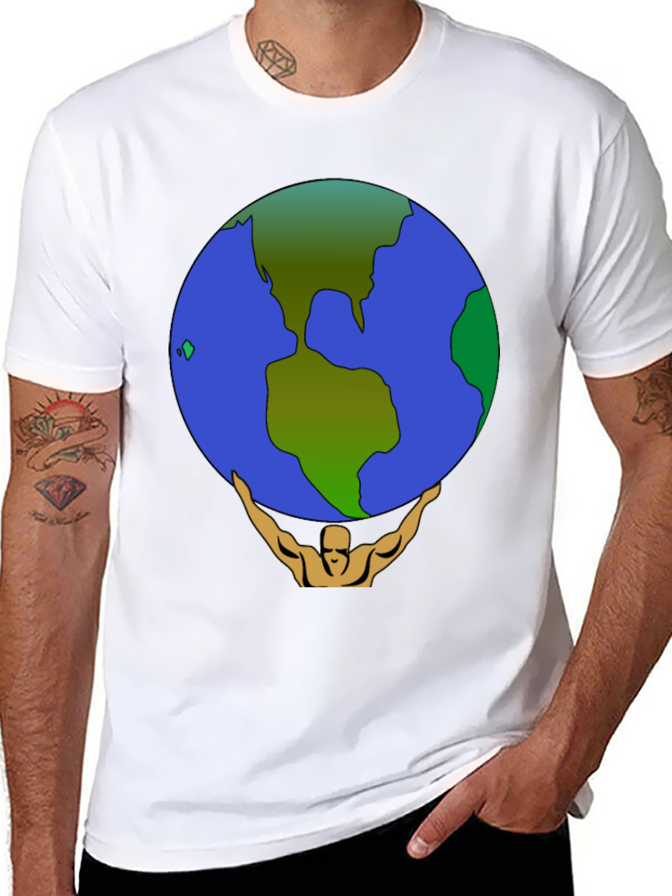 Camiseta Hombre Atlas Sosteniendo el Mundo