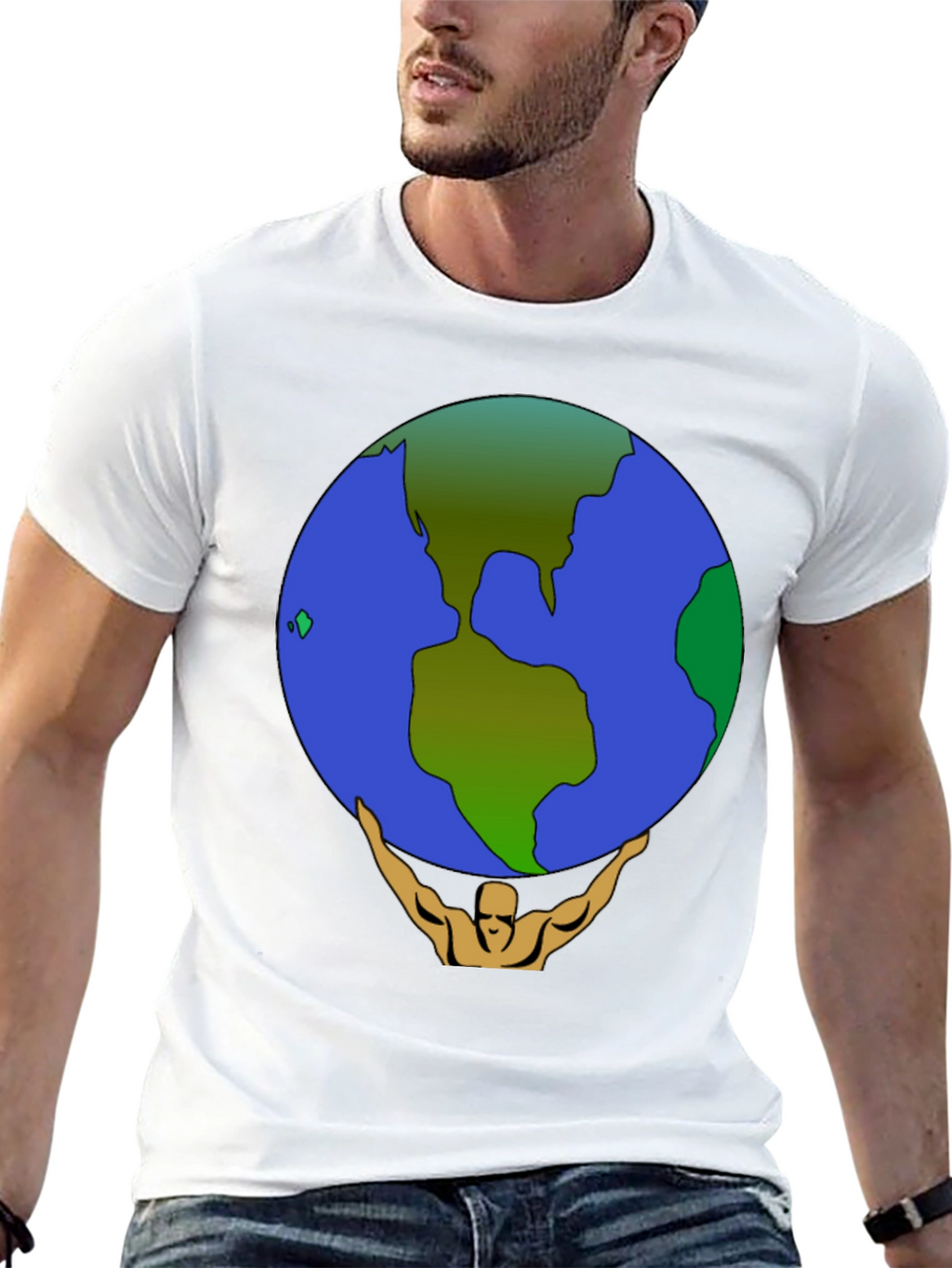Camiseta Hombre Atlas Sosteniendo el Mundo