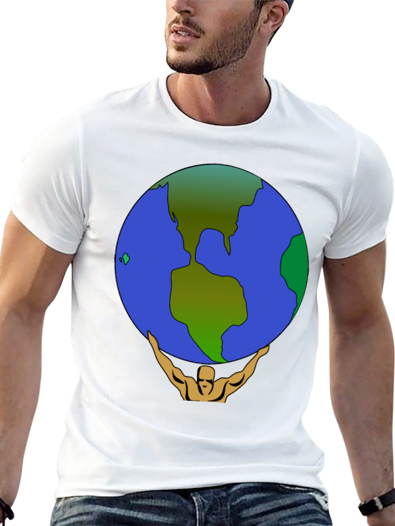 Camiseta Hombre Atlas Sosteniendo el Mundo