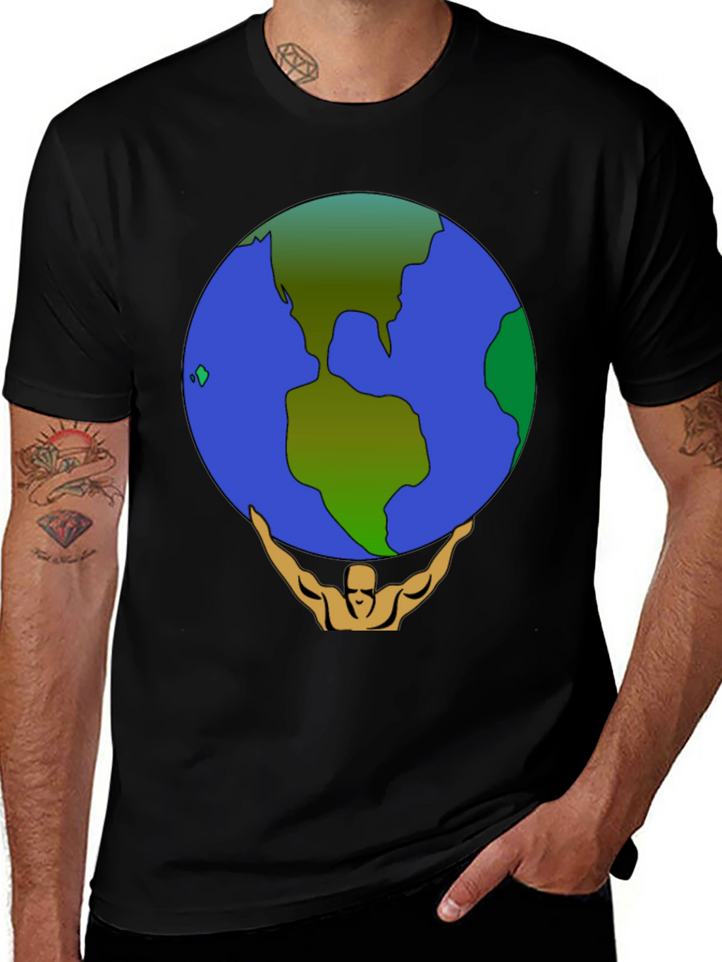 Camiseta Hombre Atlas Sosteniendo el Mundo