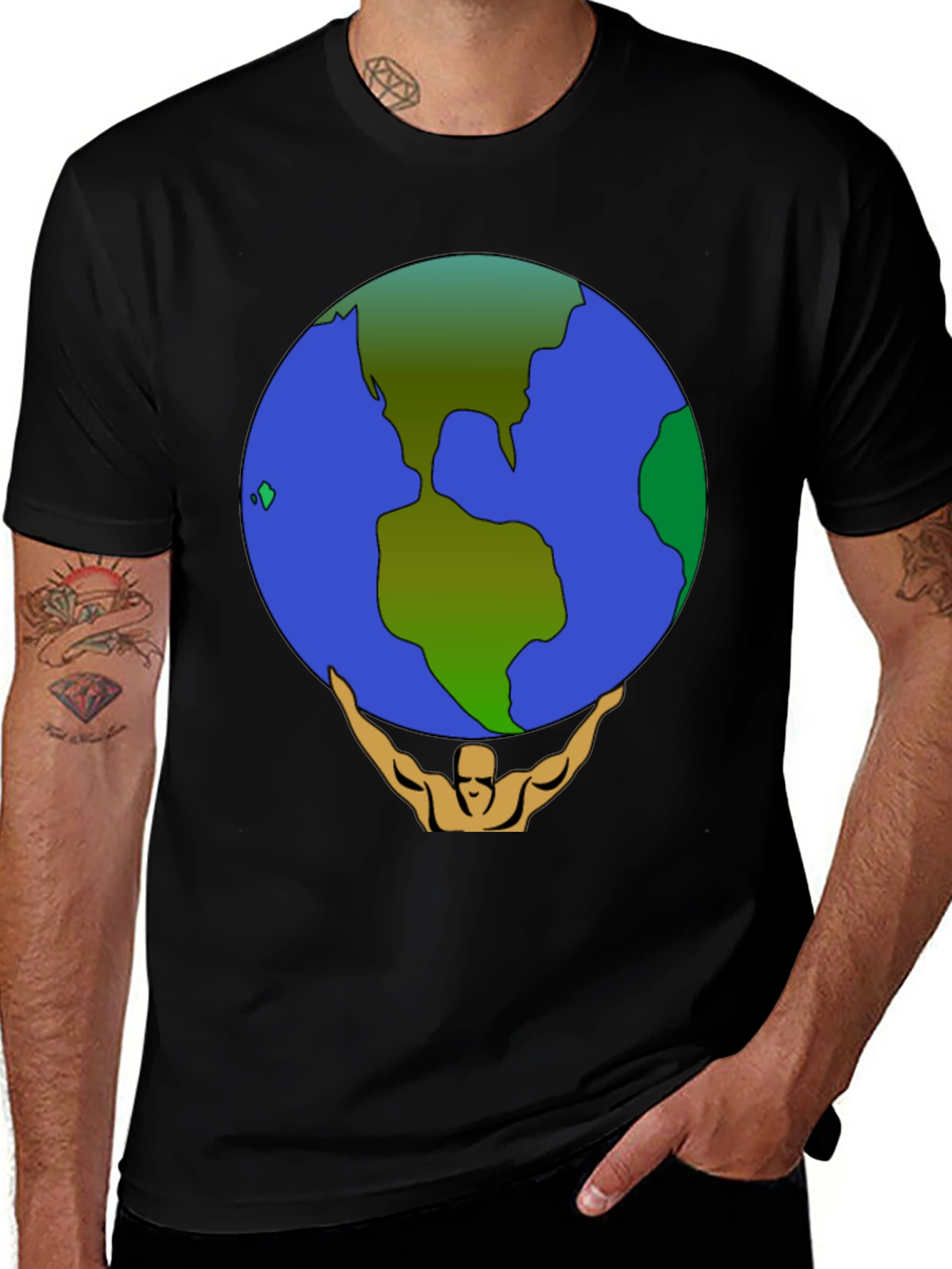 Camiseta Hombre Atlas Sosteniendo el Mundo
