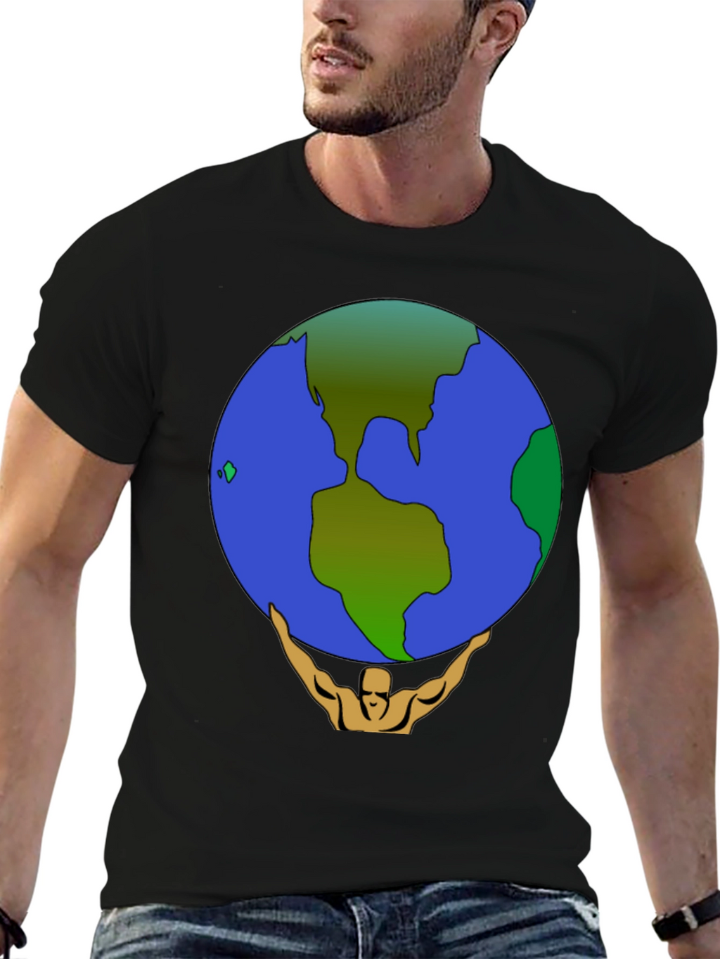 Camiseta Hombre Atlas Sosteniendo el Mundo