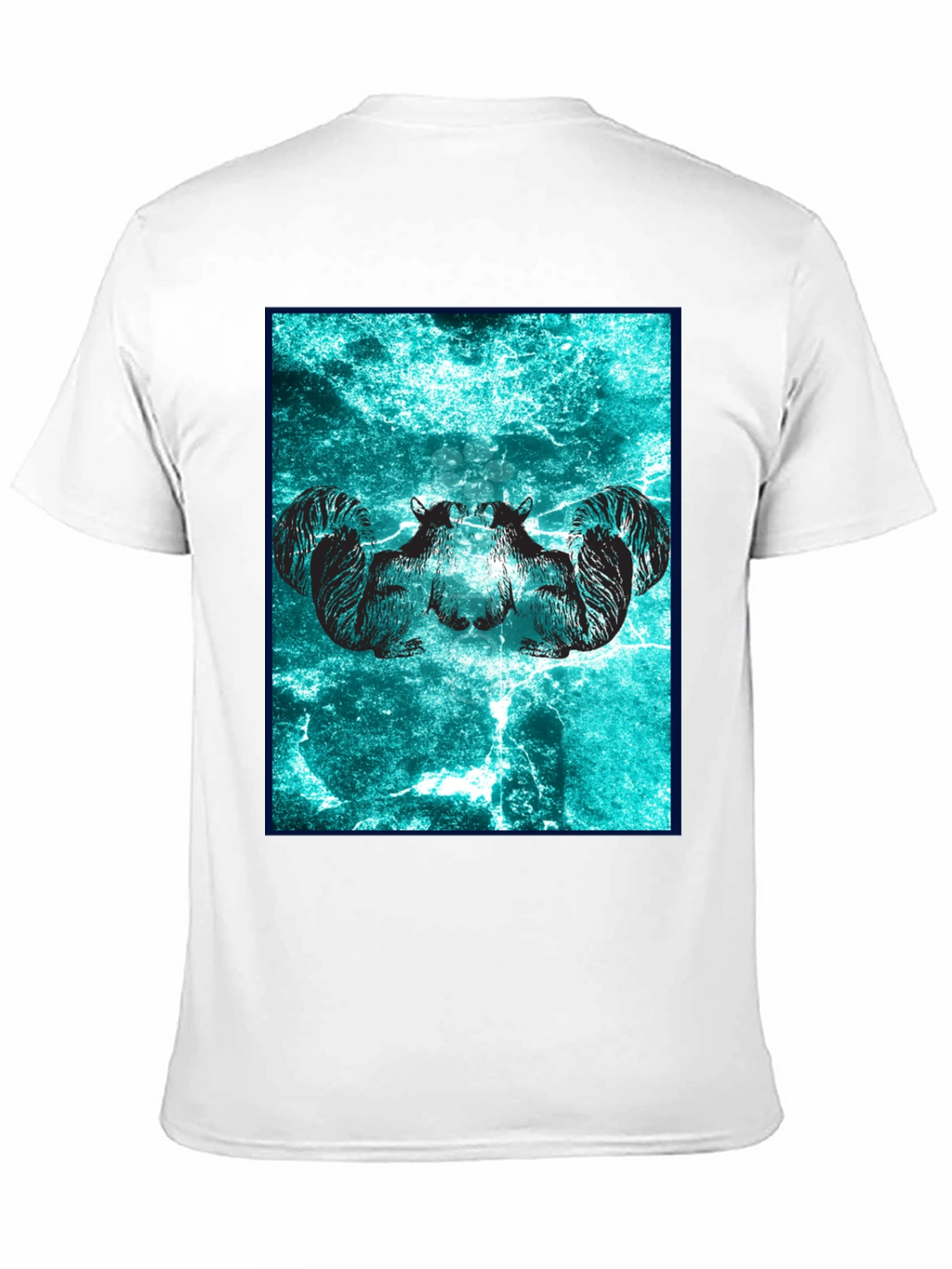 Camiseta Negra con Diseño de Ardillas Abstractas