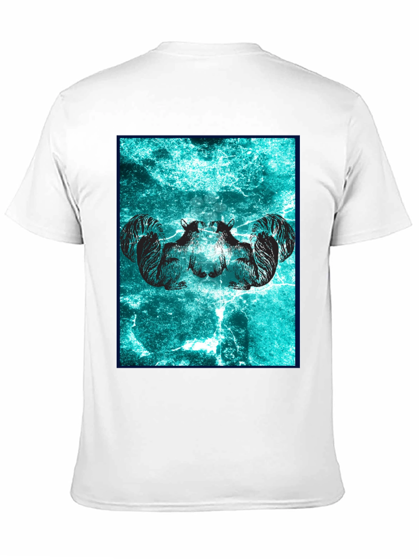 Camiseta Negra con Diseño de Ardillas Abstractas