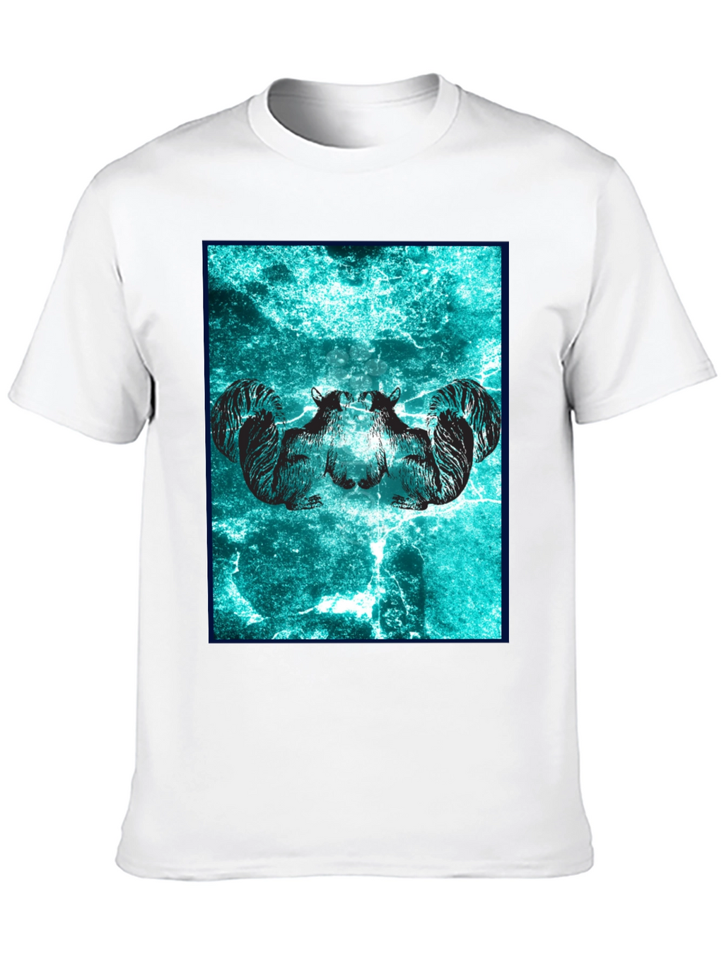 Camiseta Negra con Diseño de Ardillas Abstractas