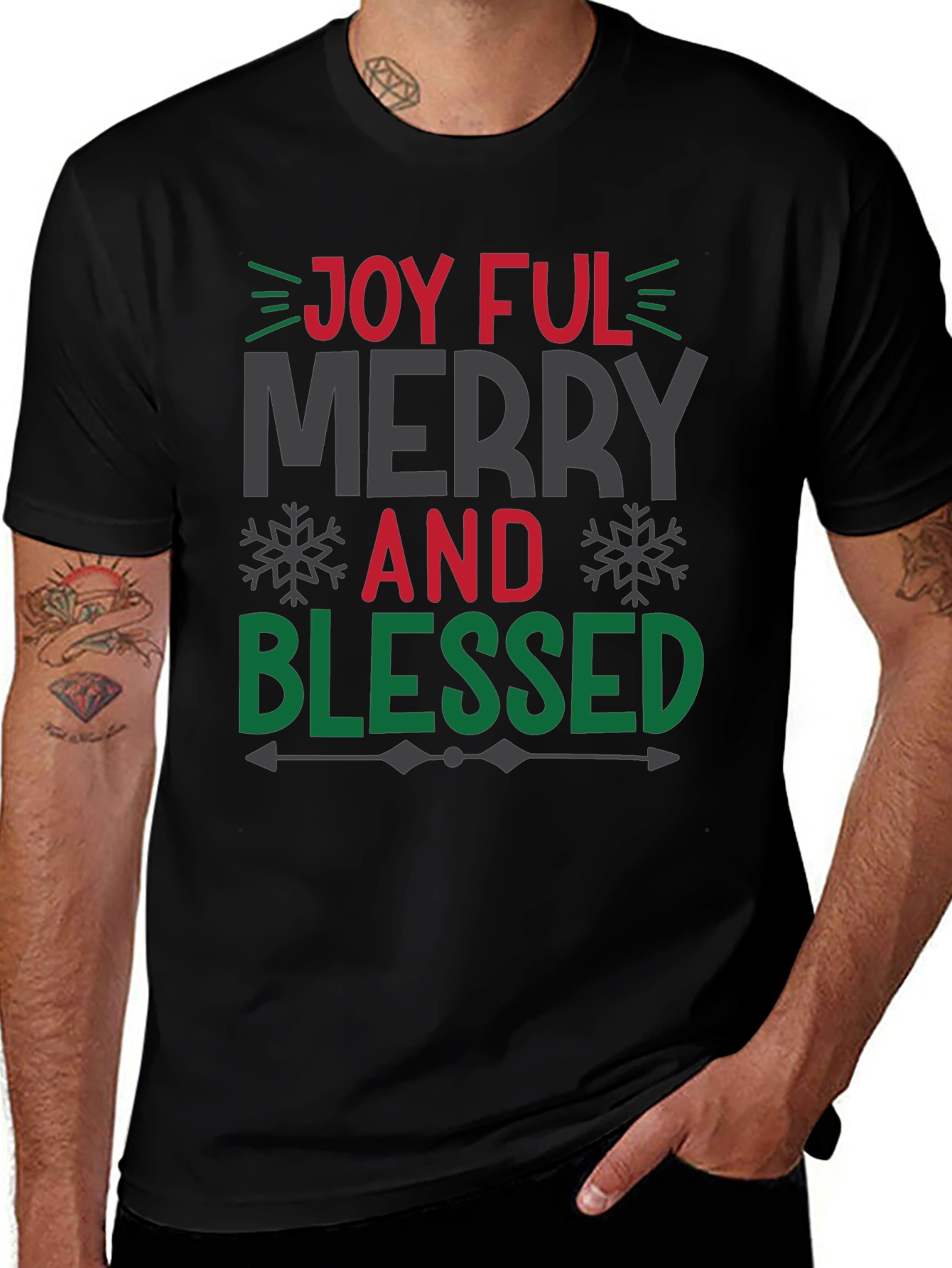 Camiseta Navideña Alegre Feliz Bendecido