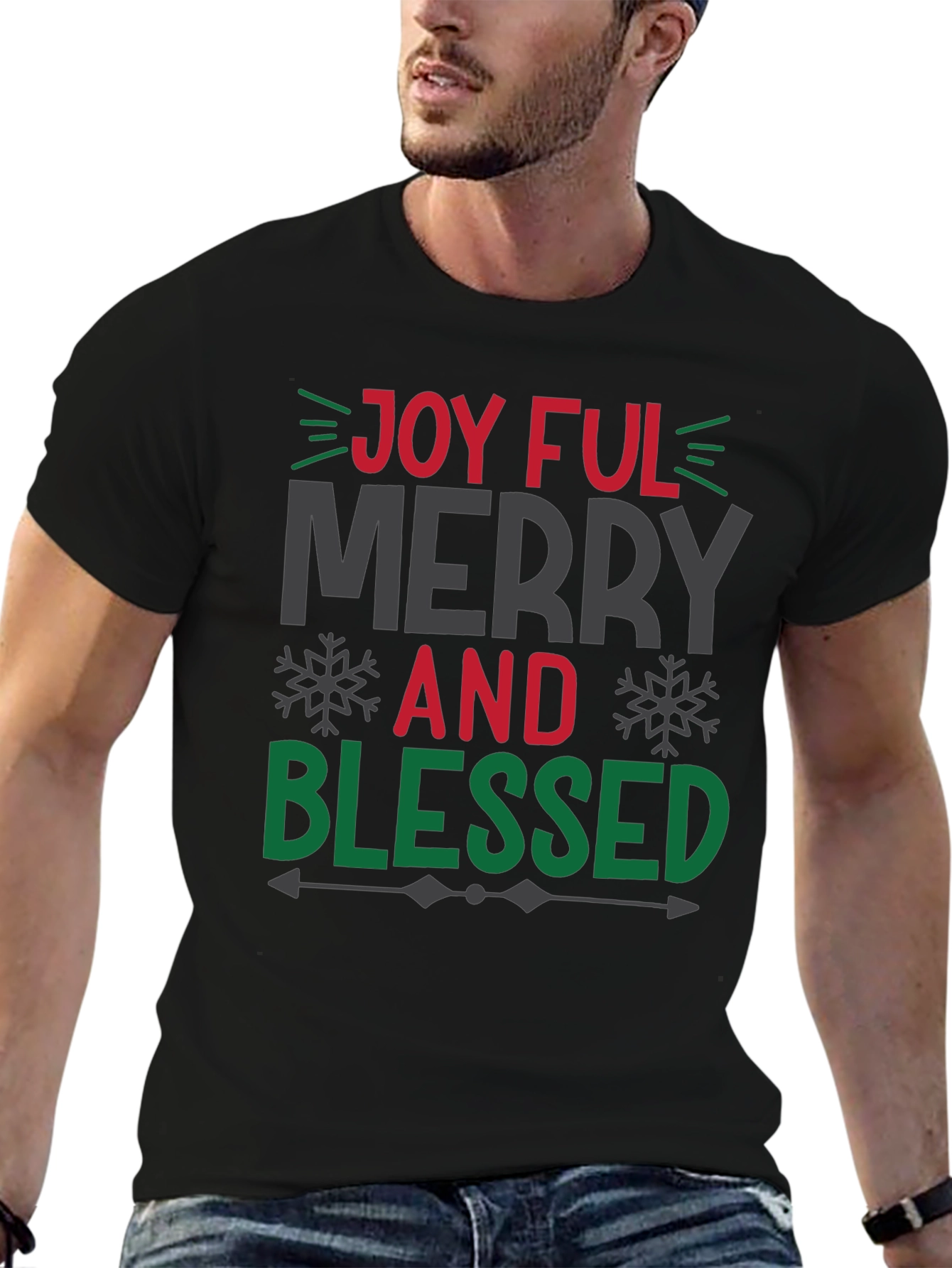 Camiseta Navideña Alegre Feliz Bendecido