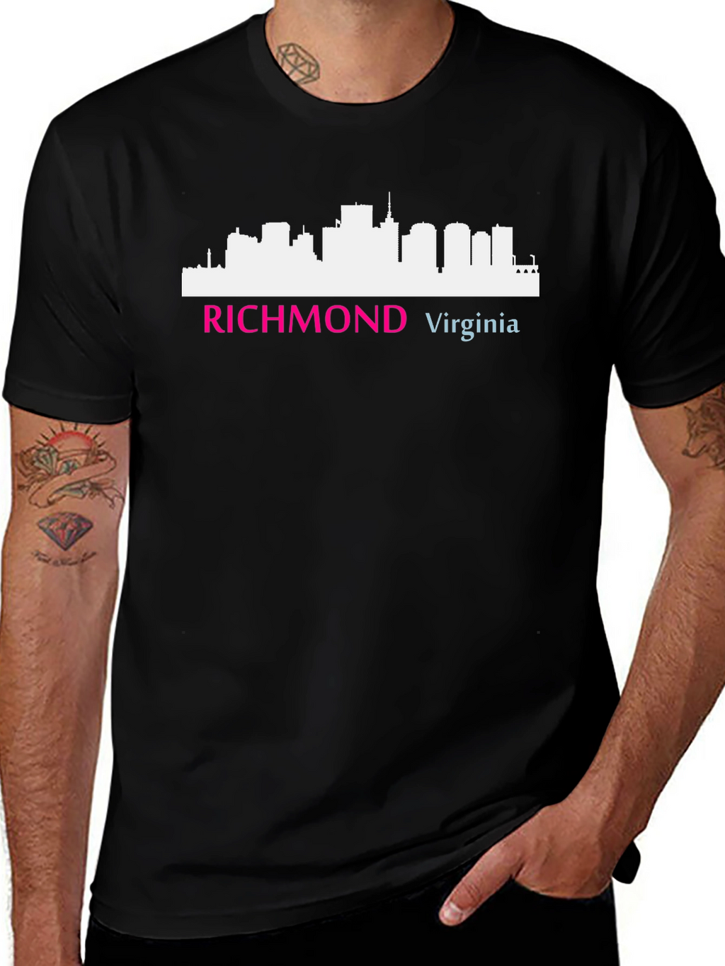 Camiseta Negra Richmond Virginia Skyline
