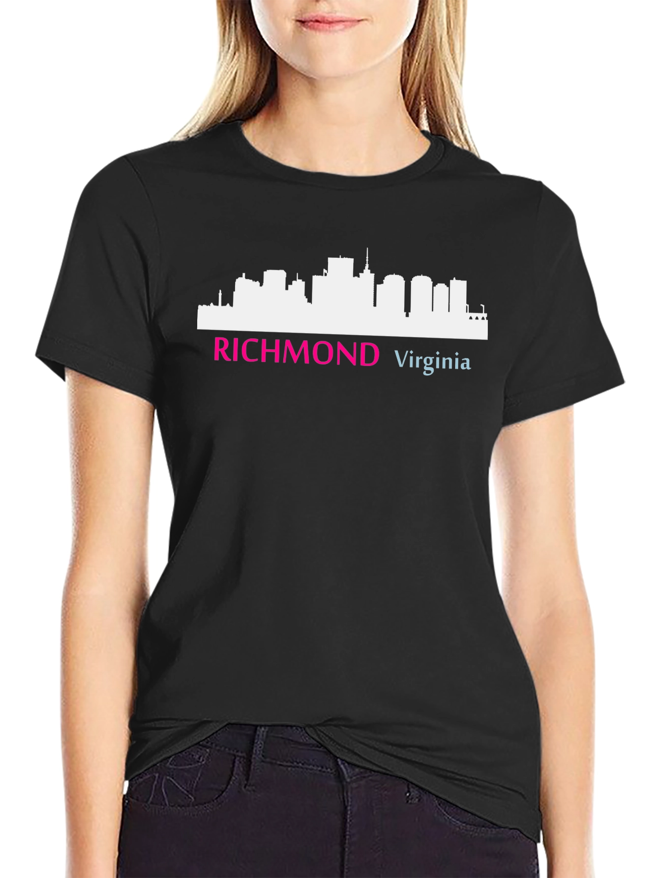 Camiseta Negra Richmond Virginia Skyline