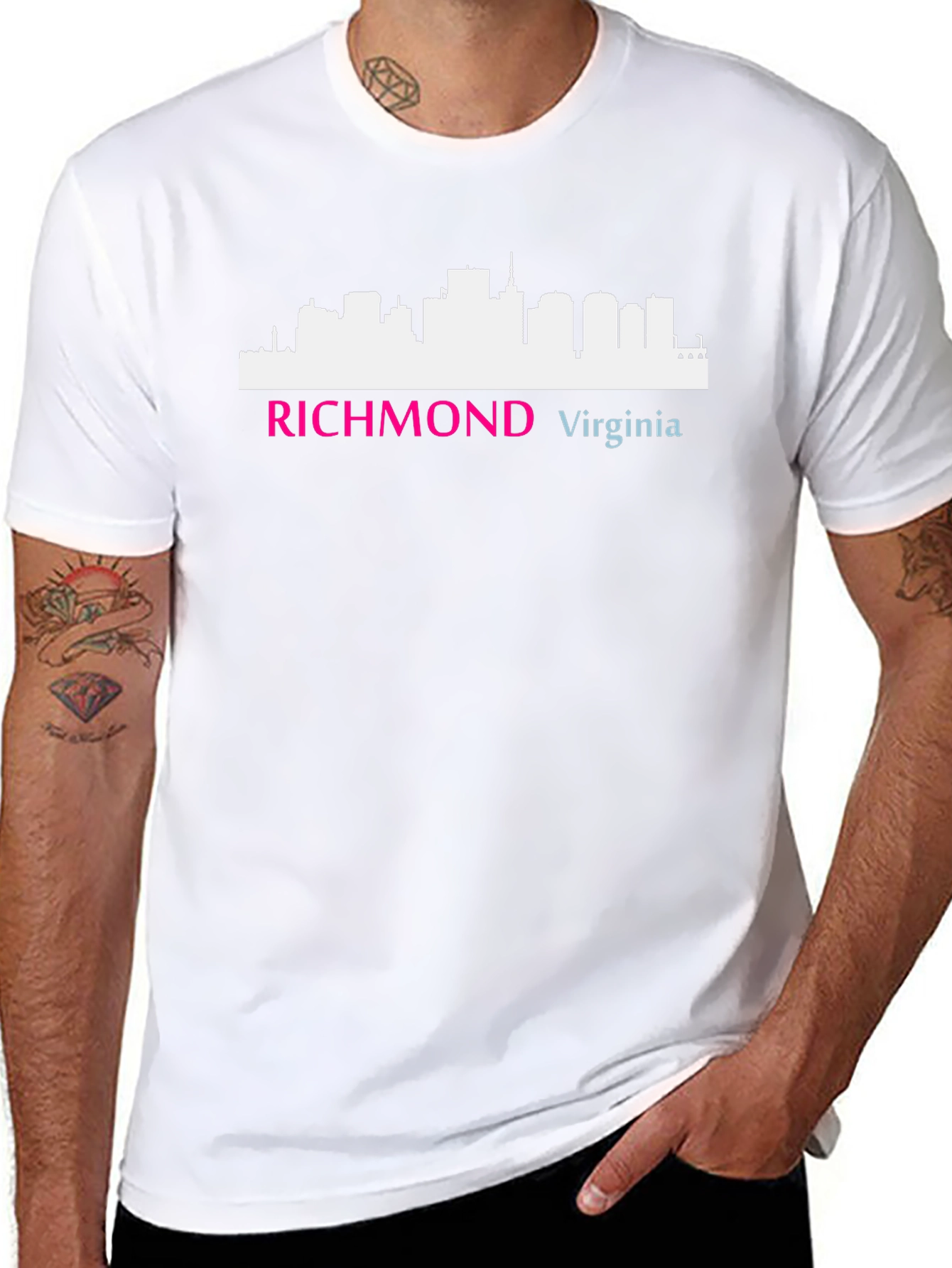 Camiseta Negra Richmond Virginia Skyline