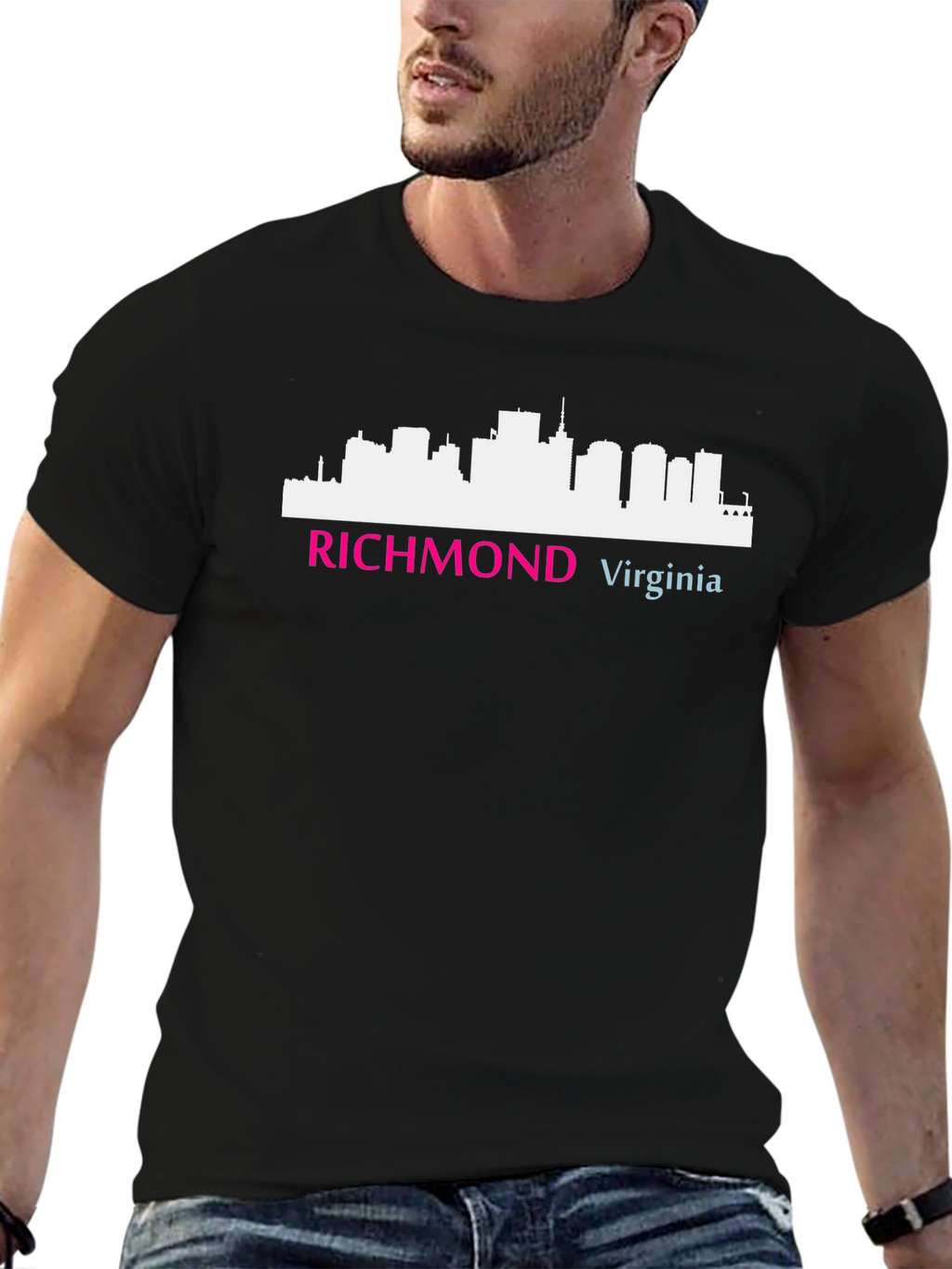 Camiseta Negra Richmond Virginia Skyline