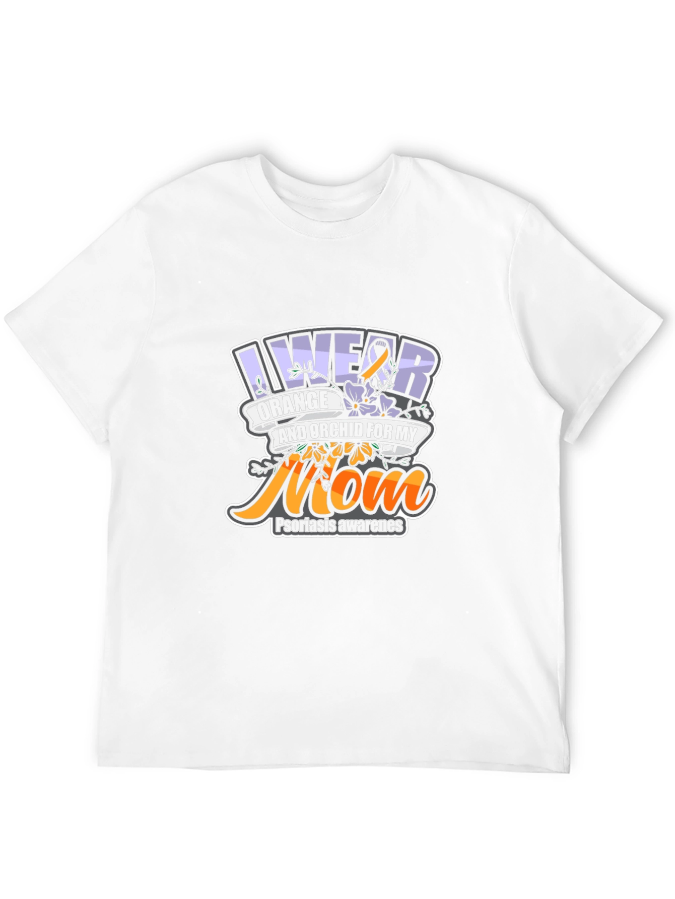 Camiseta Conciencia Psoriasis Naranja y Orquídea