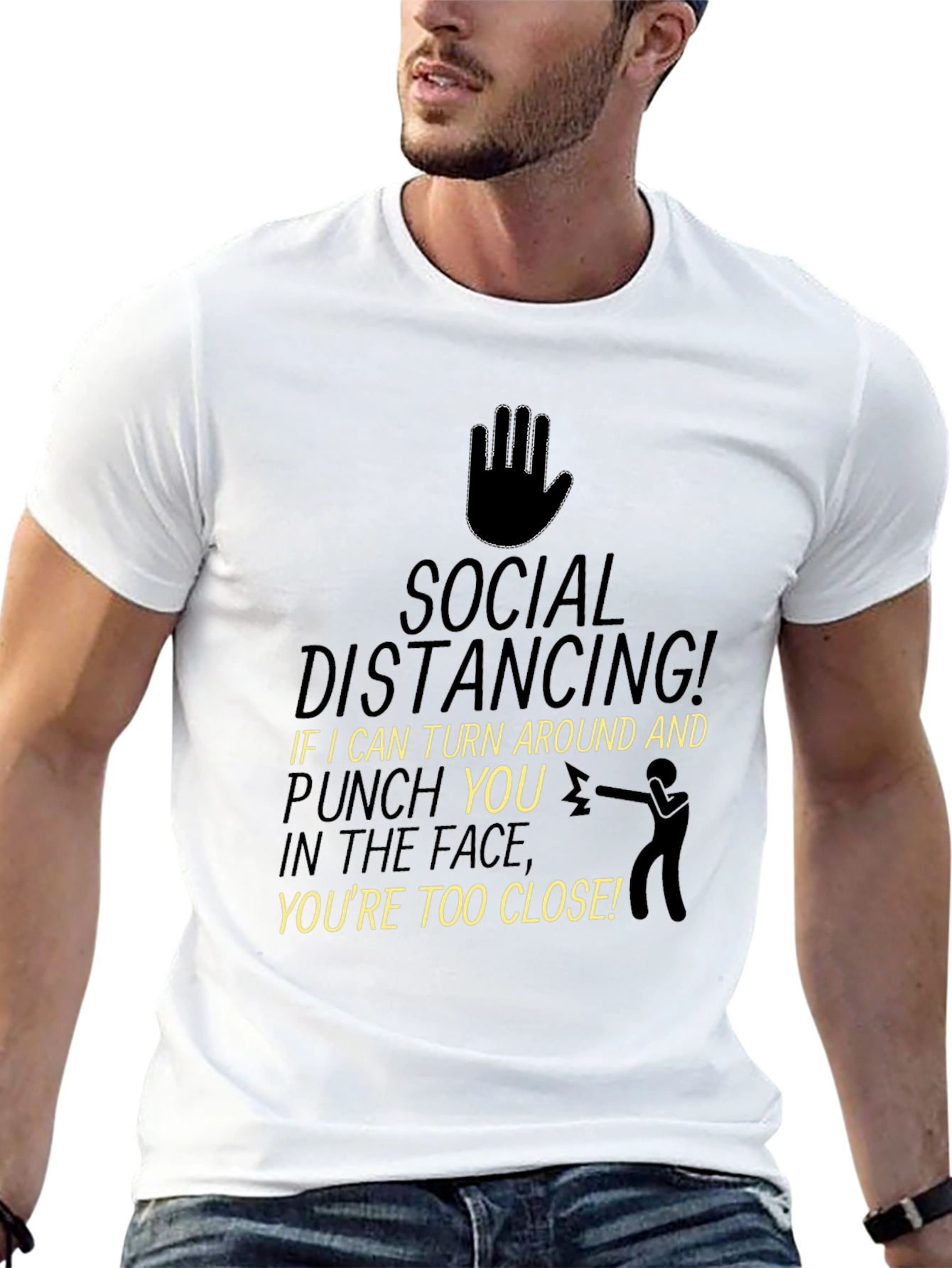Camiseta Distancia Social: ¡Si Puedo Darte un Puñetazo!