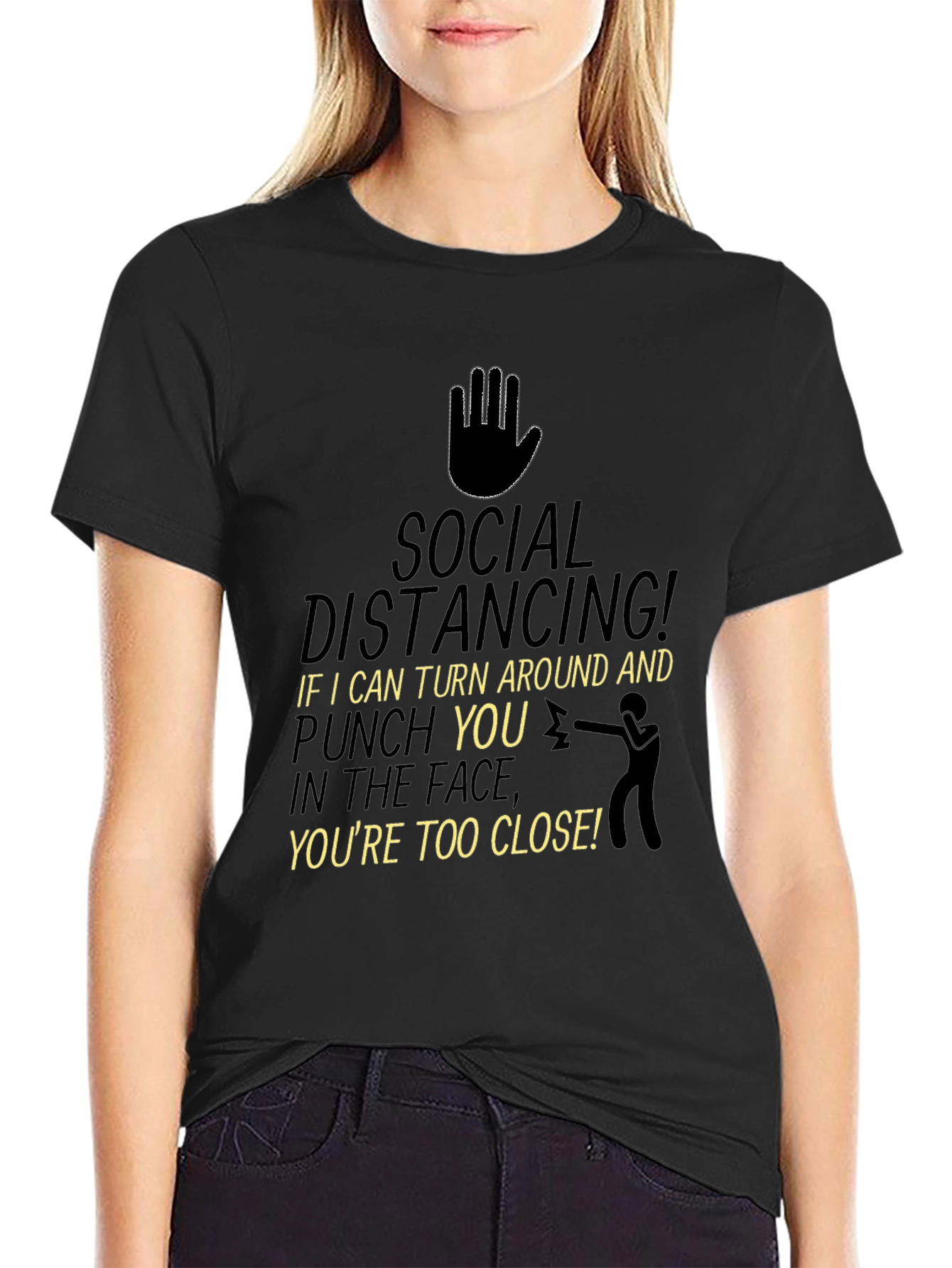 Camiseta Distancia Social: ¡Si Puedo Darte un Puñetazo!