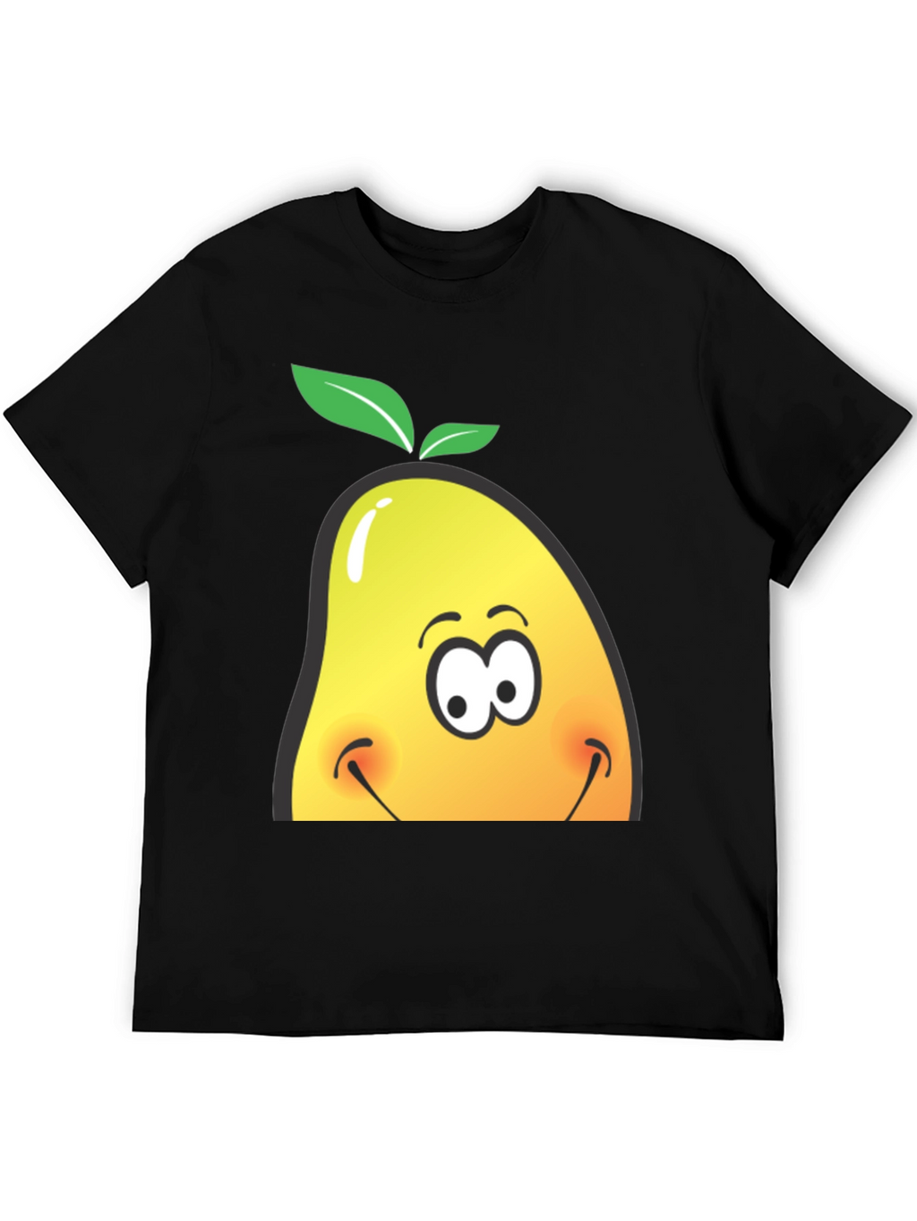 Camiseta Negra con Diseño de Mango Sonriente