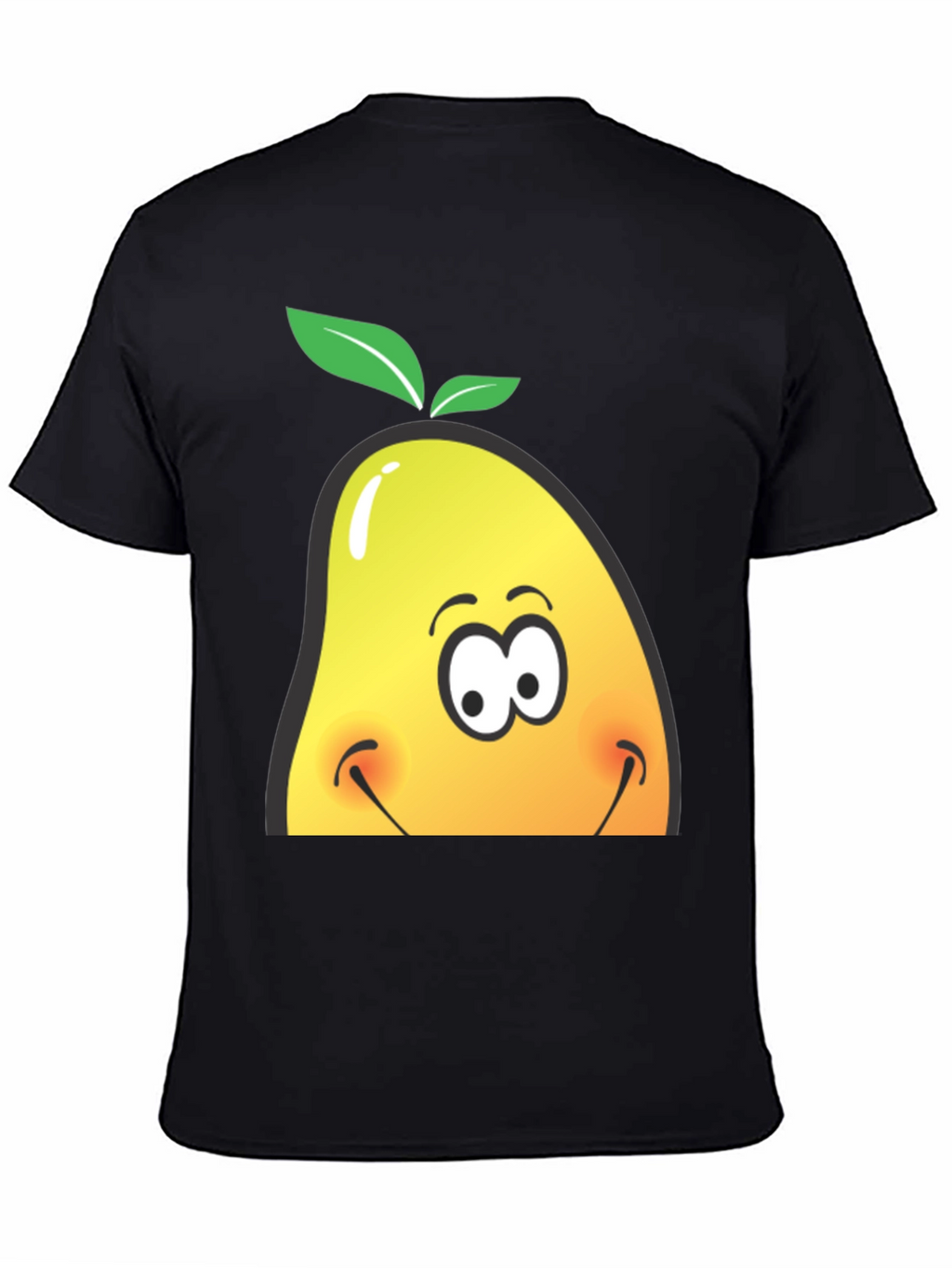 Camiseta Negra con Diseño de Mango Sonriente