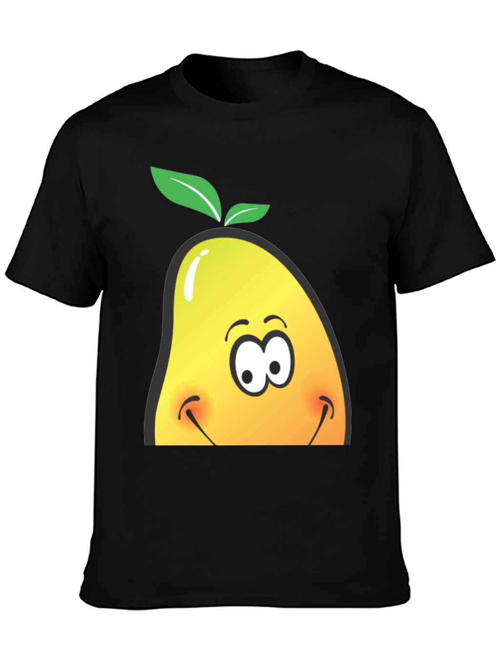 Camiseta Negra con Diseño de Mango Sonriente