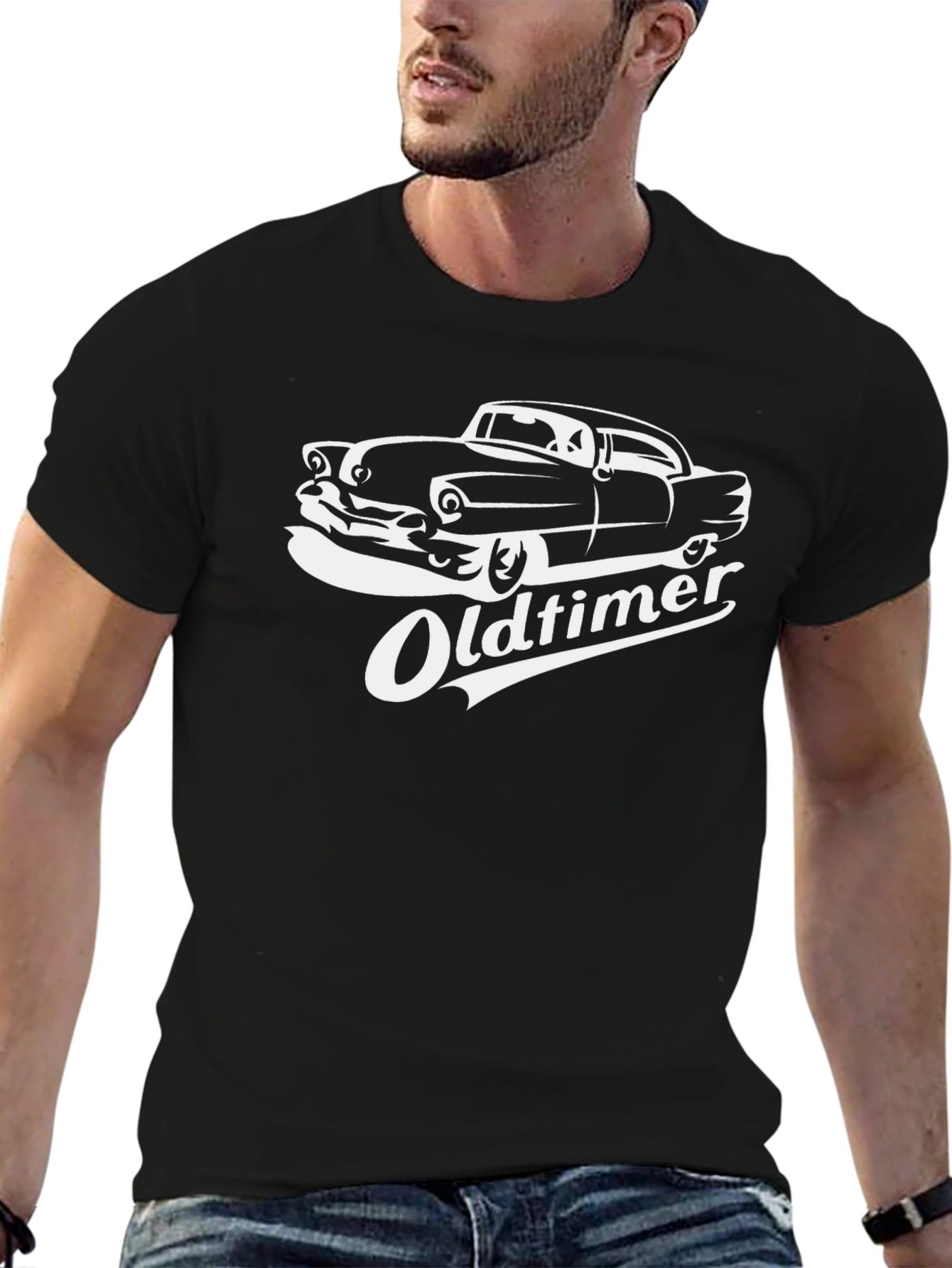 Camiseta Negra Clásica Oldtimer Coche Antiguo