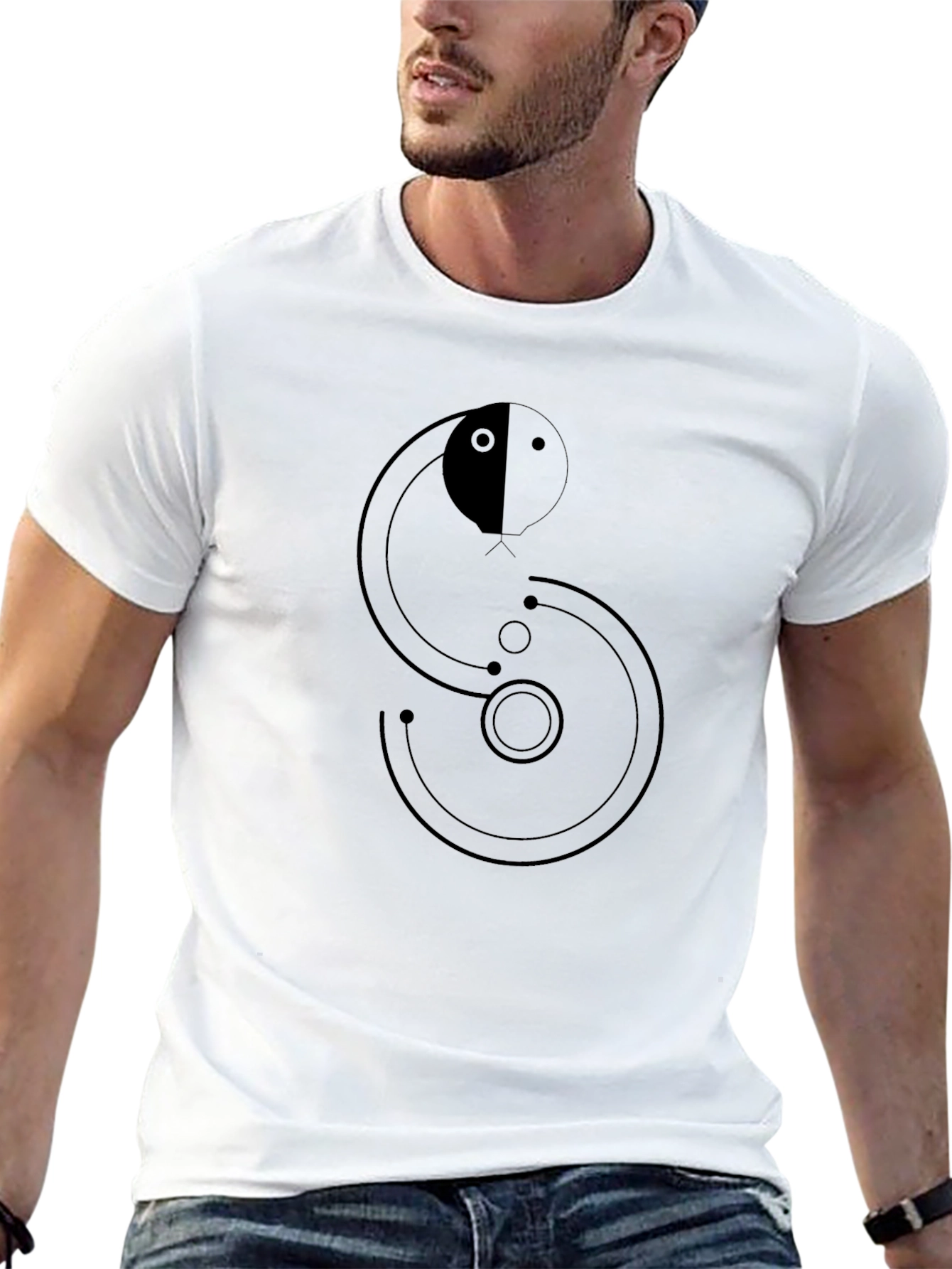 Camiseta Negra con Diseño Abstracto Serpiente