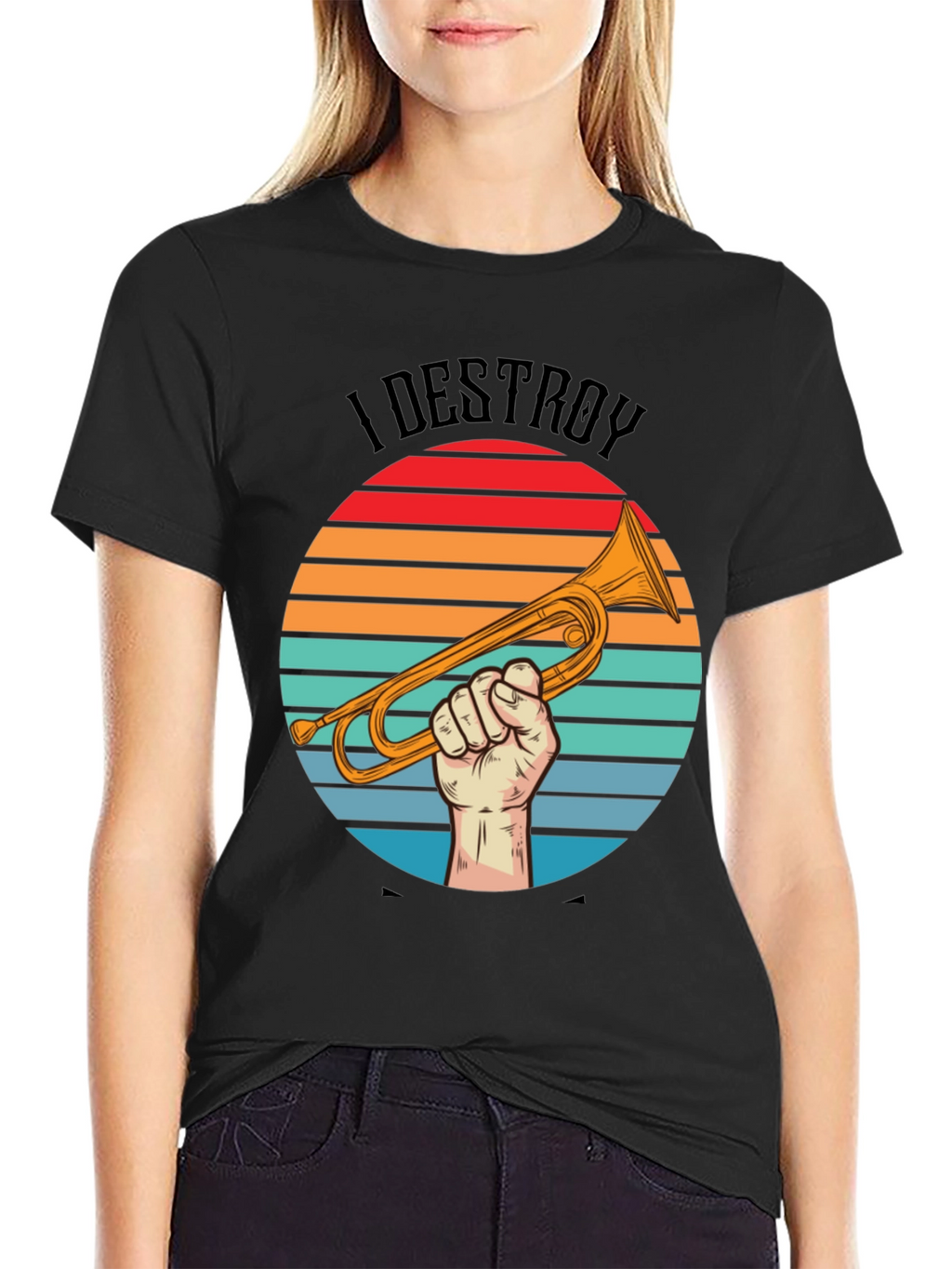 Camiseta I Destroy Música Trompeta Retro