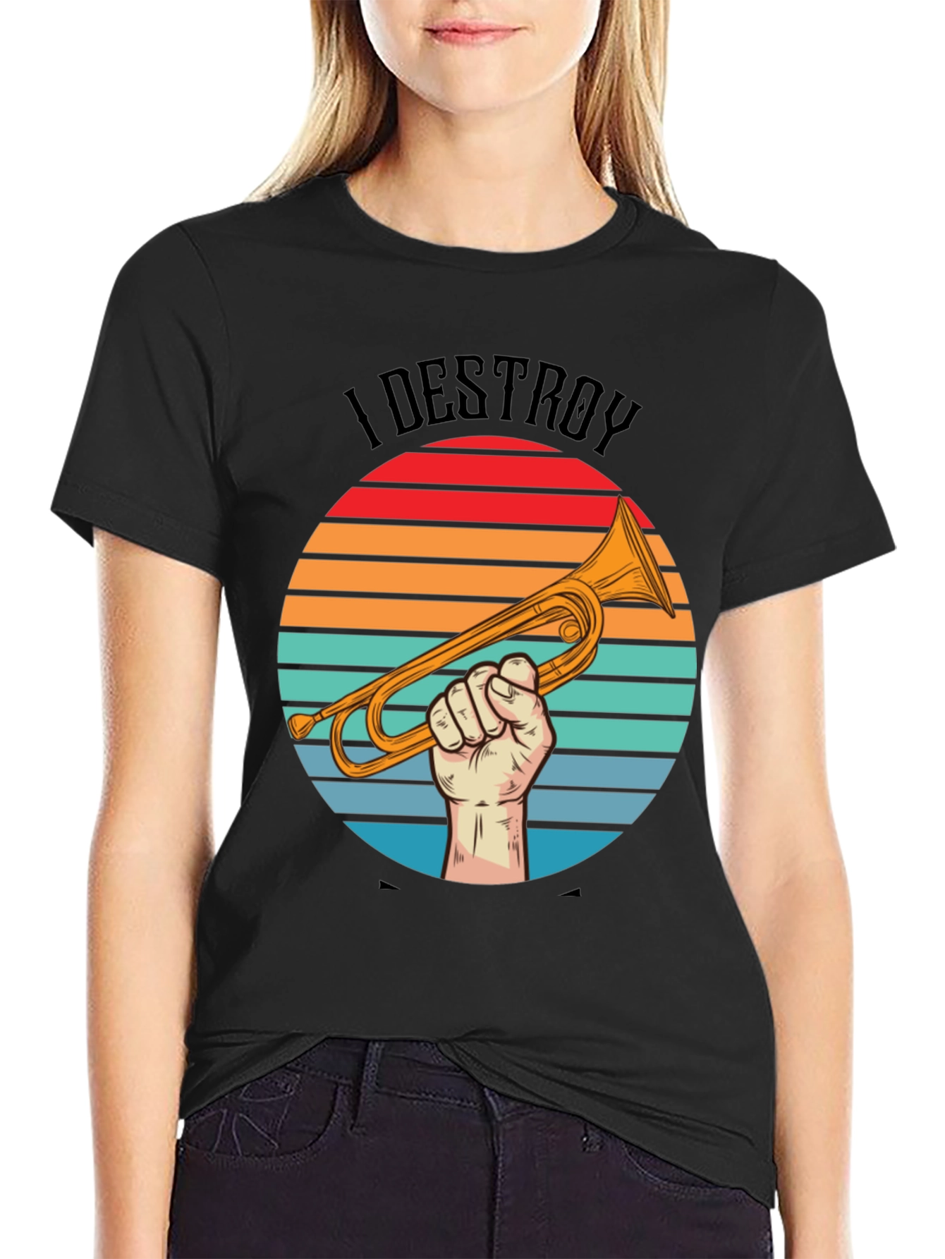 Camiseta I Destroy Música Trompeta Retro