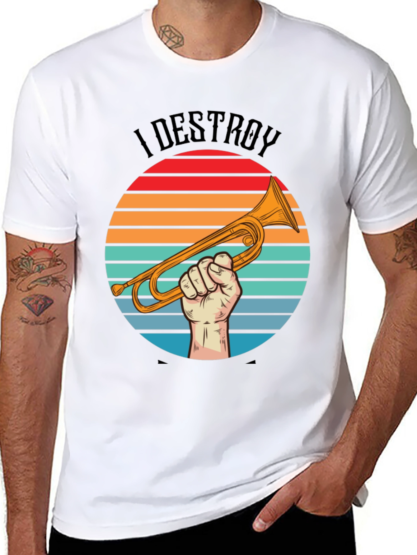 Camiseta I Destroy Música Trompeta Retro