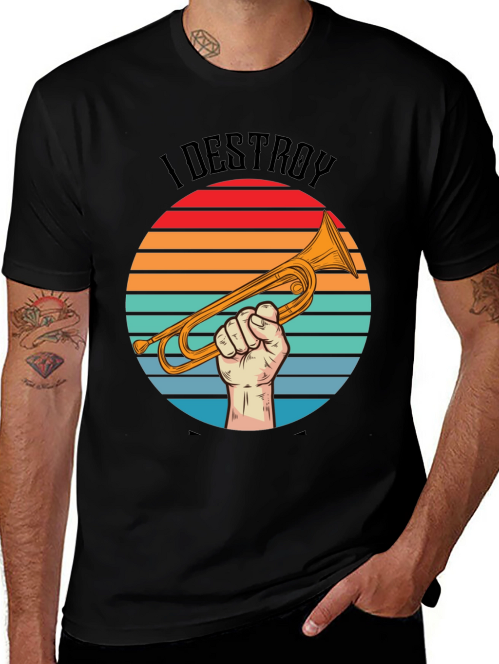 Camiseta I Destroy Música Trompeta Retro