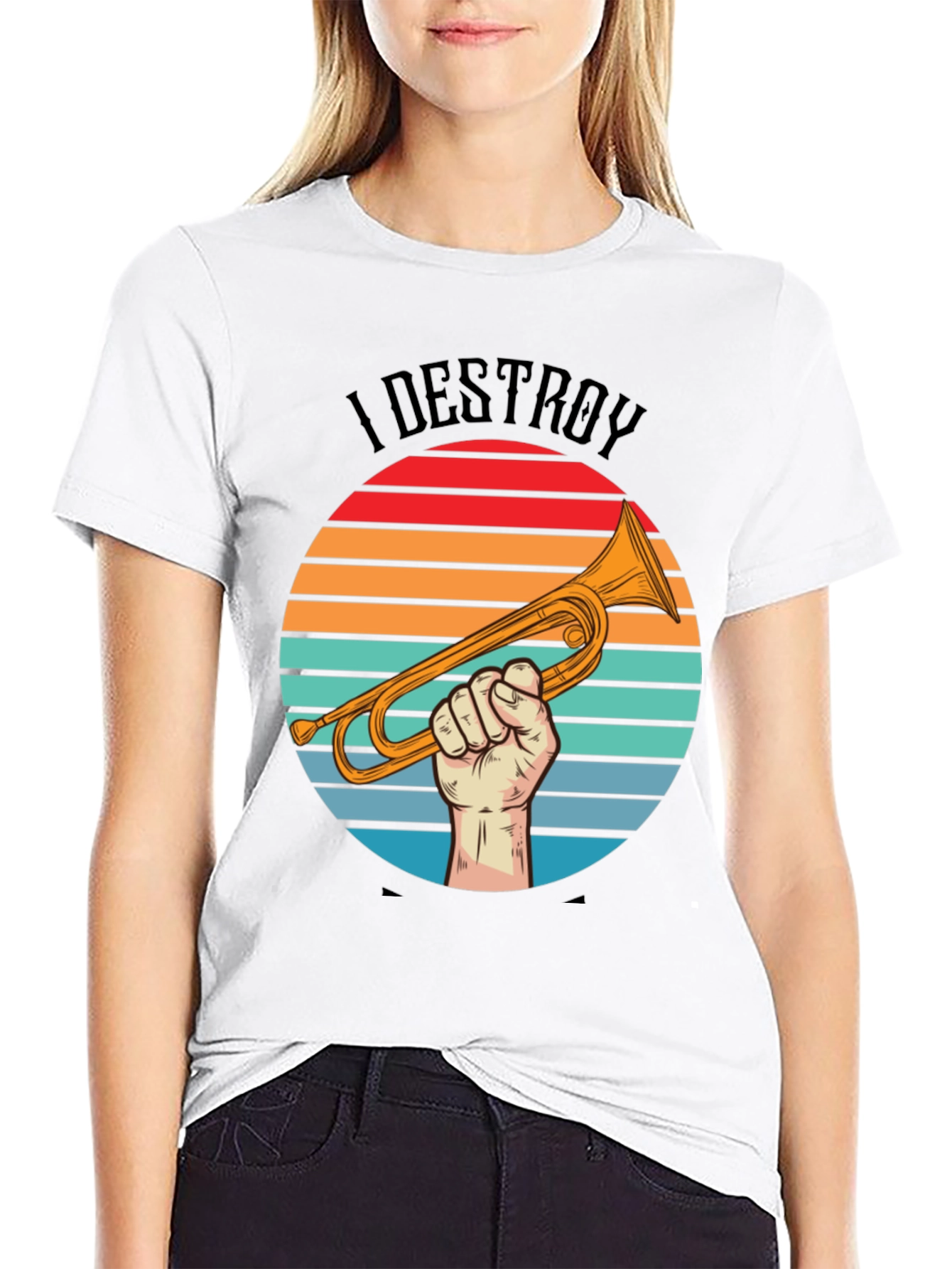 Camiseta I Destroy Música Trompeta Retro