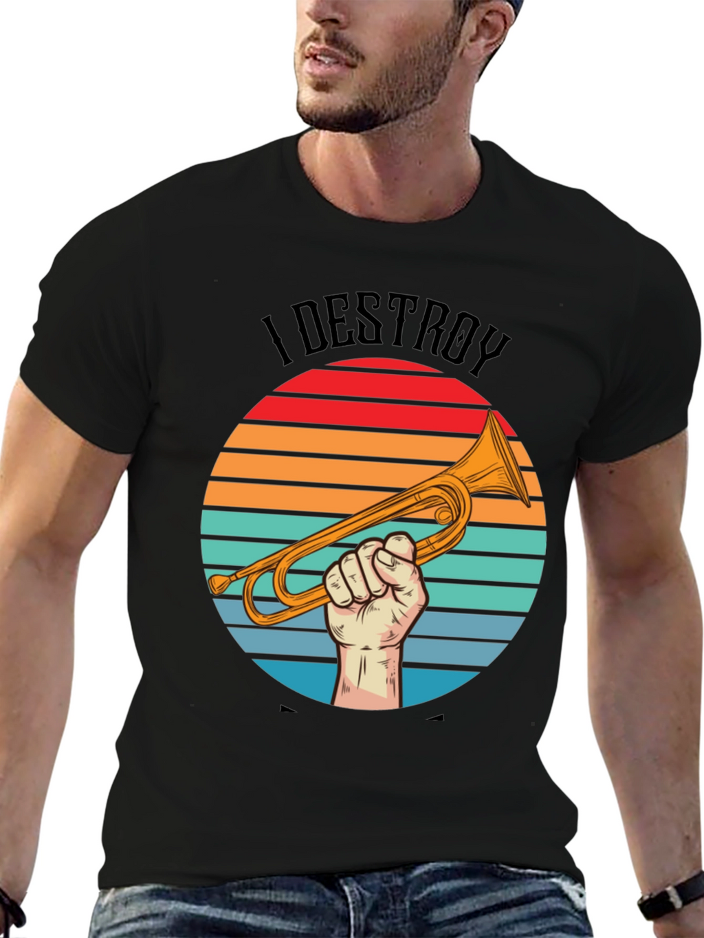 Camiseta I Destroy Música Trompeta Retro