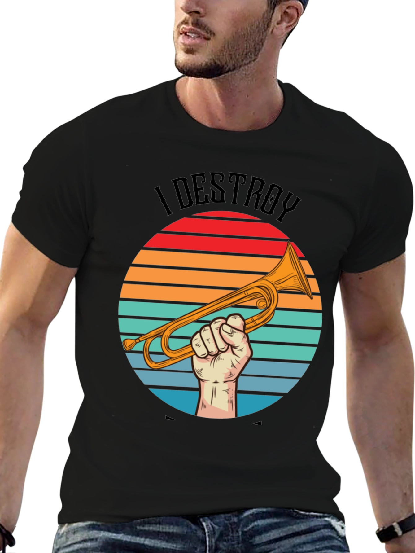 Camiseta I Destroy Música Trompeta Retro