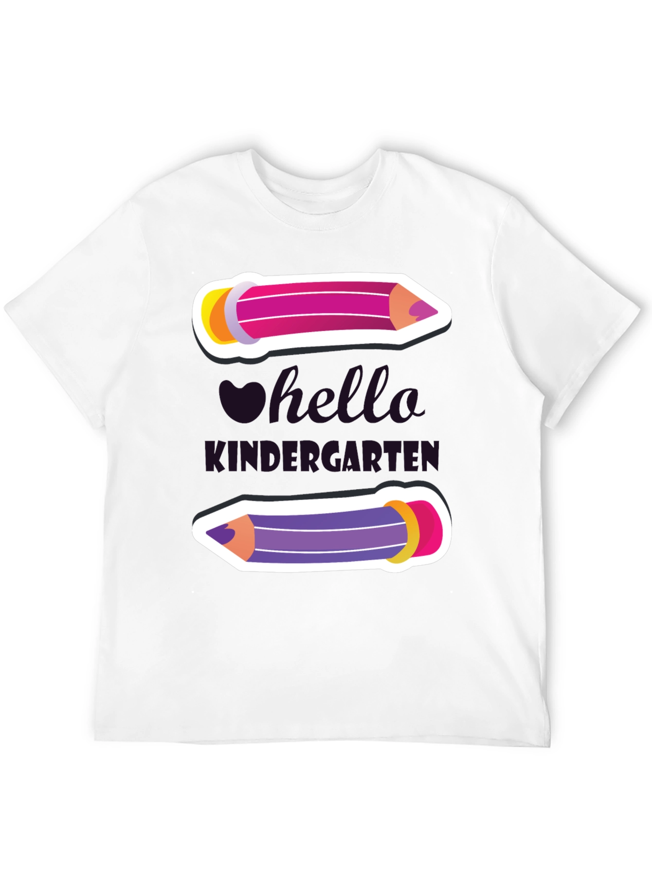 Camiseta Hola Kindergarten con Diseño de Lápices
