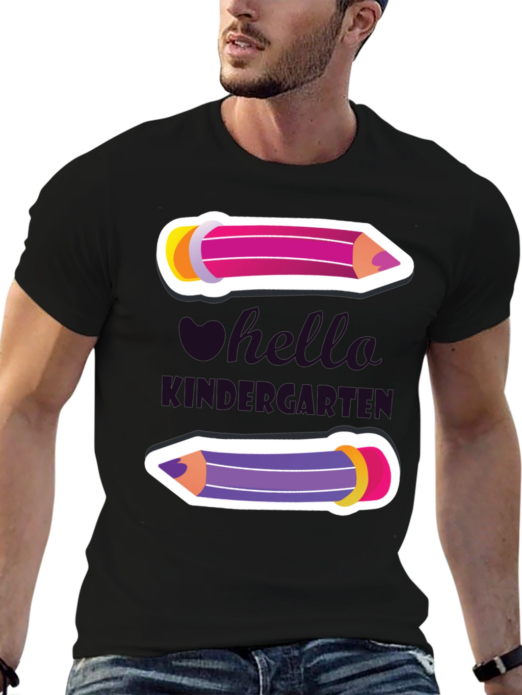 Camiseta Hola Kindergarten con Diseño de Lápices