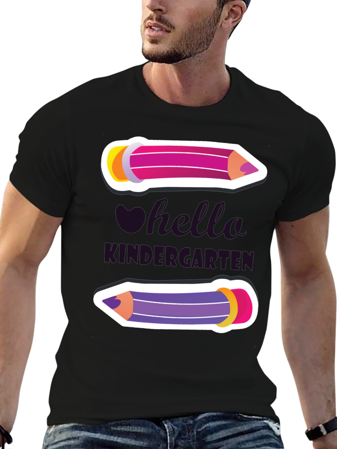 Camiseta Hola Kindergarten con Diseño de Lápices