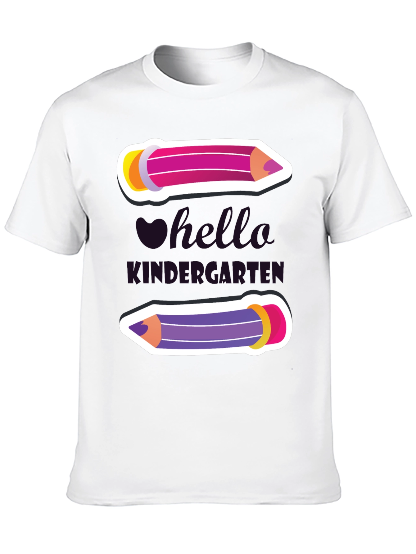 Camiseta Hola Kindergarten con Diseño de Lápices