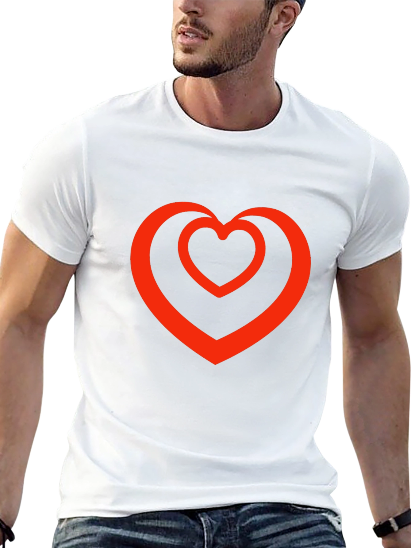 Camiseta Negra con Diseño de Corazón Rojo