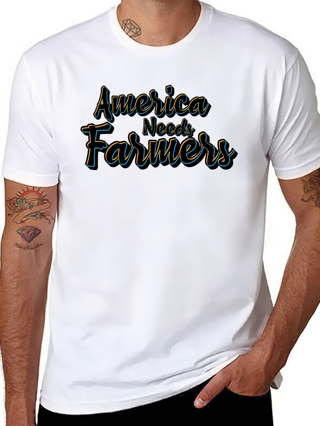 Camiseta Negra America Needs Farmers