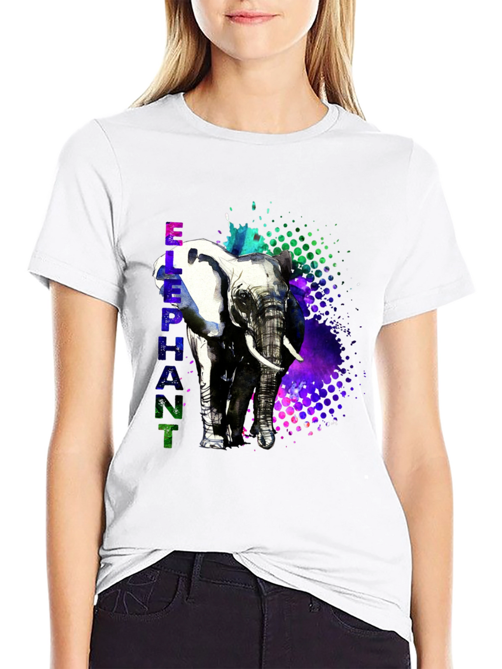 Camiseta Hombre Diseño Elefante Acuarela