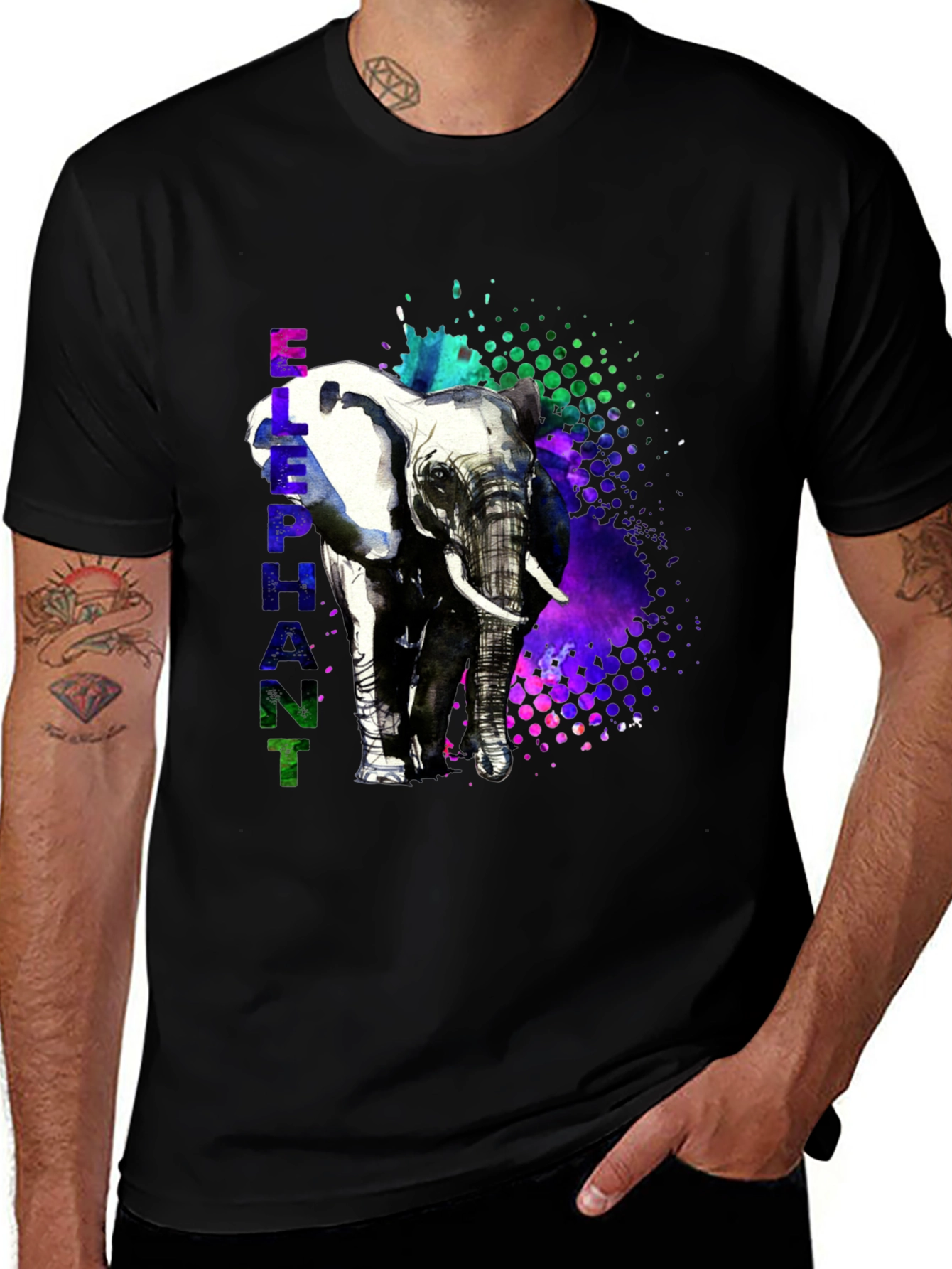 Camiseta Hombre Diseño Elefante Acuarela