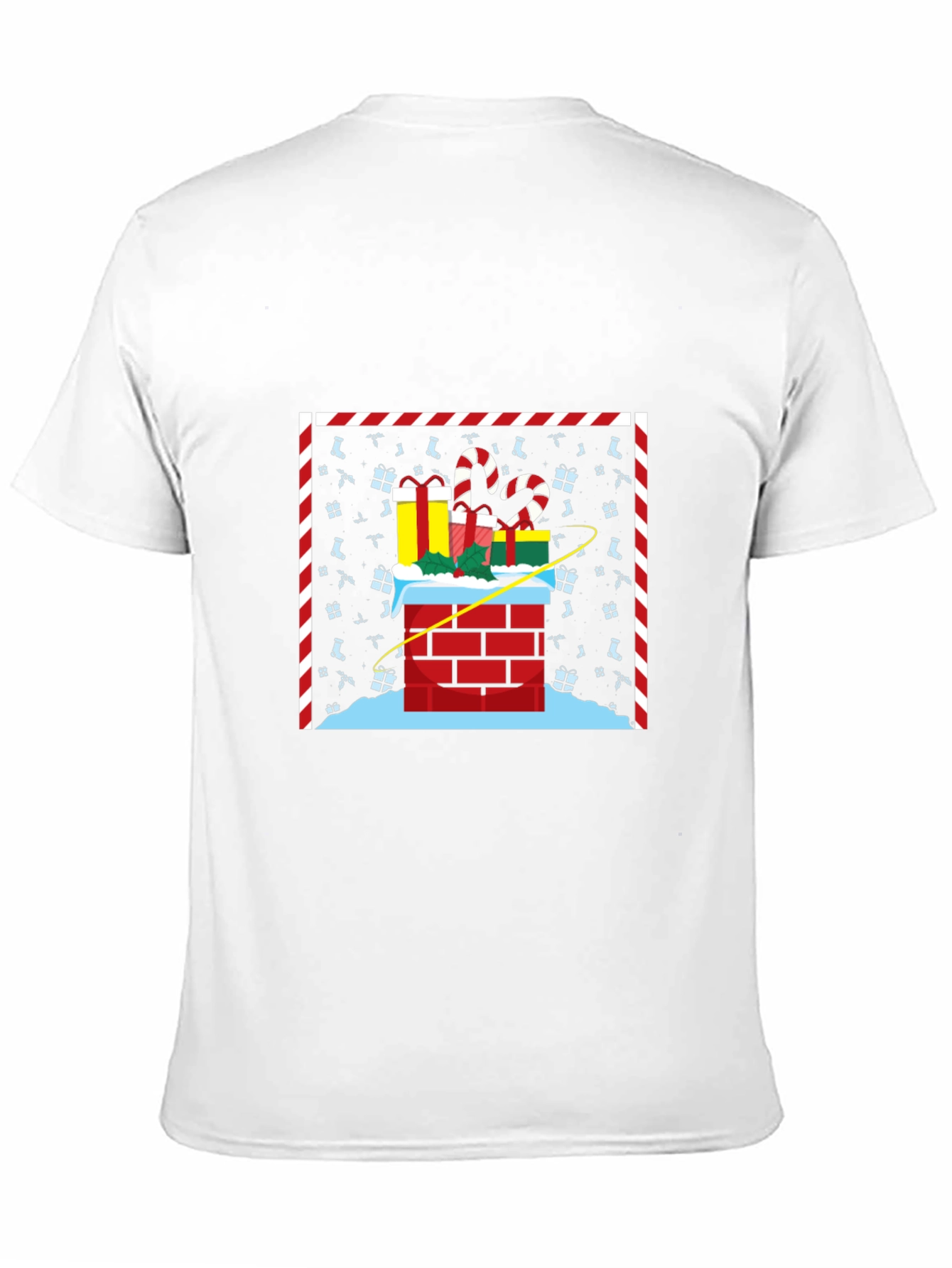 Camiseta Navideña Chimenea y Regalos Diseño Original
