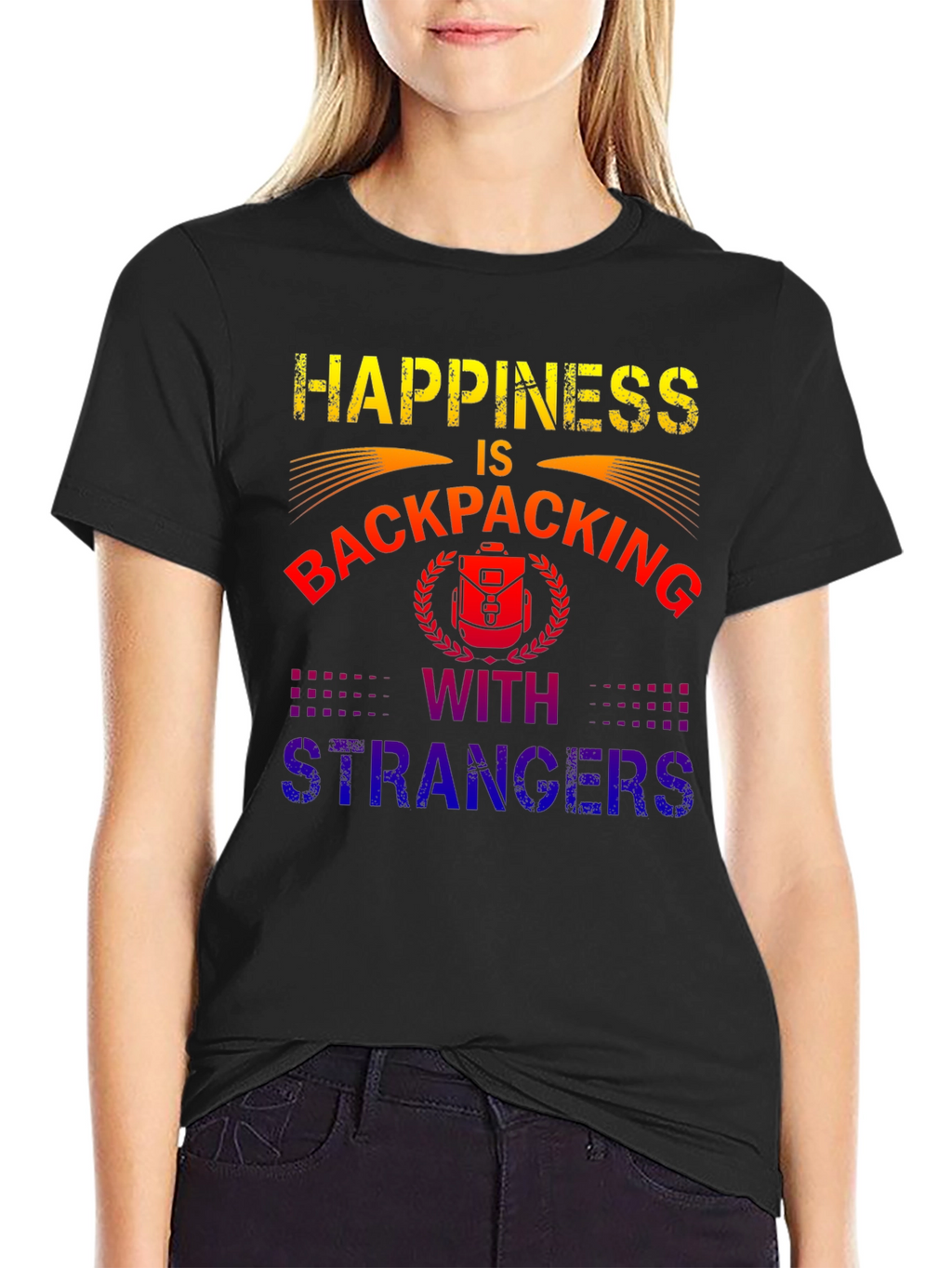 Camiseta Happiness is Backpacking With Strangers