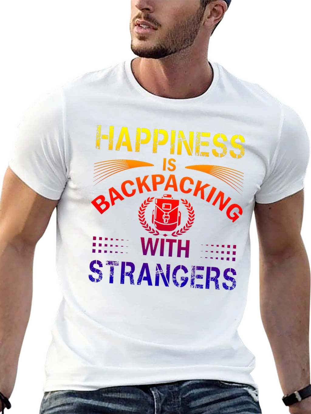 Camiseta Happiness is Backpacking With Strangers