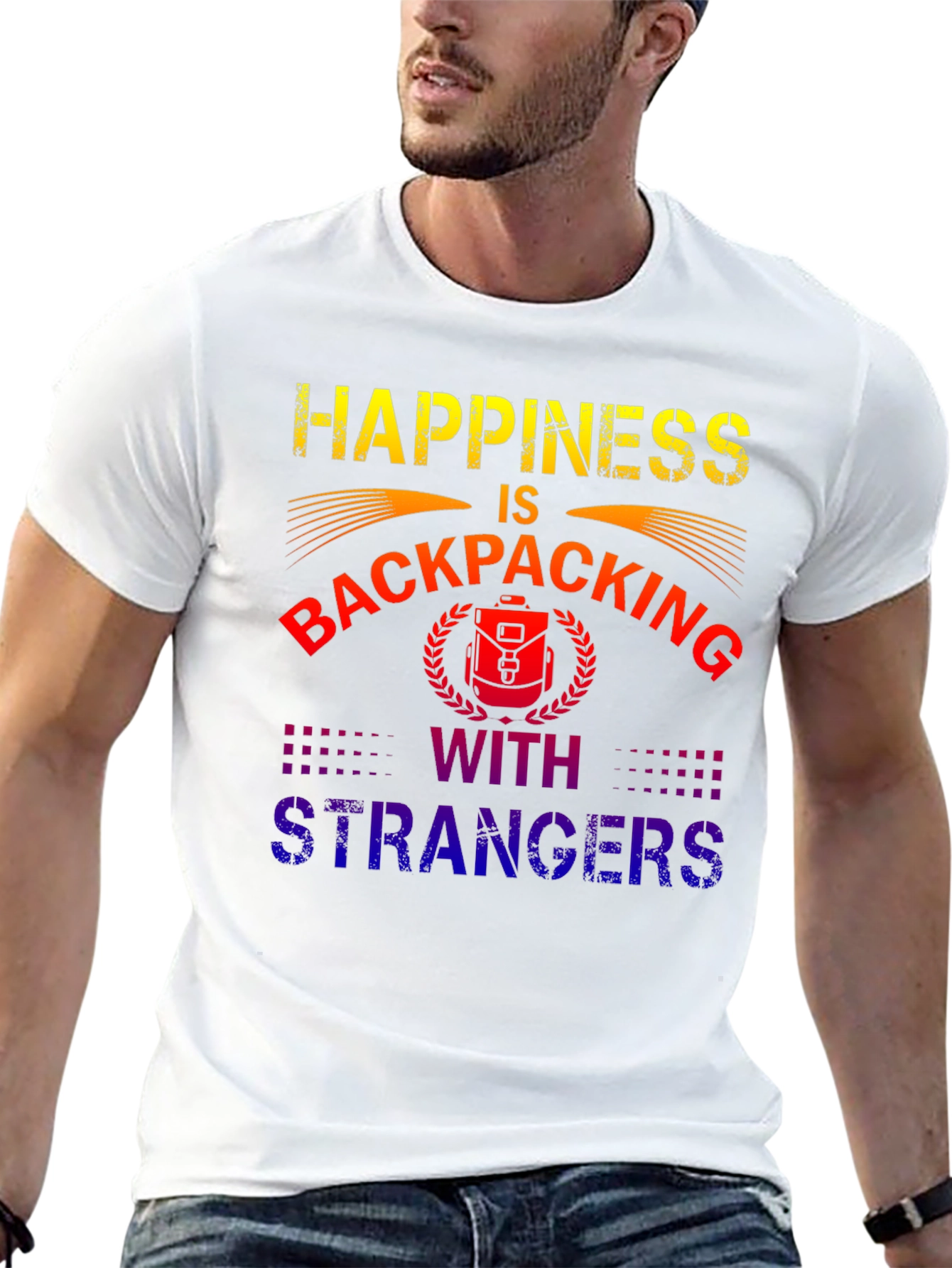 Camiseta Happiness is Backpacking With Strangers