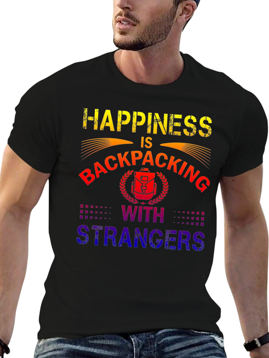 Camiseta Happiness is Backpacking With Strangers