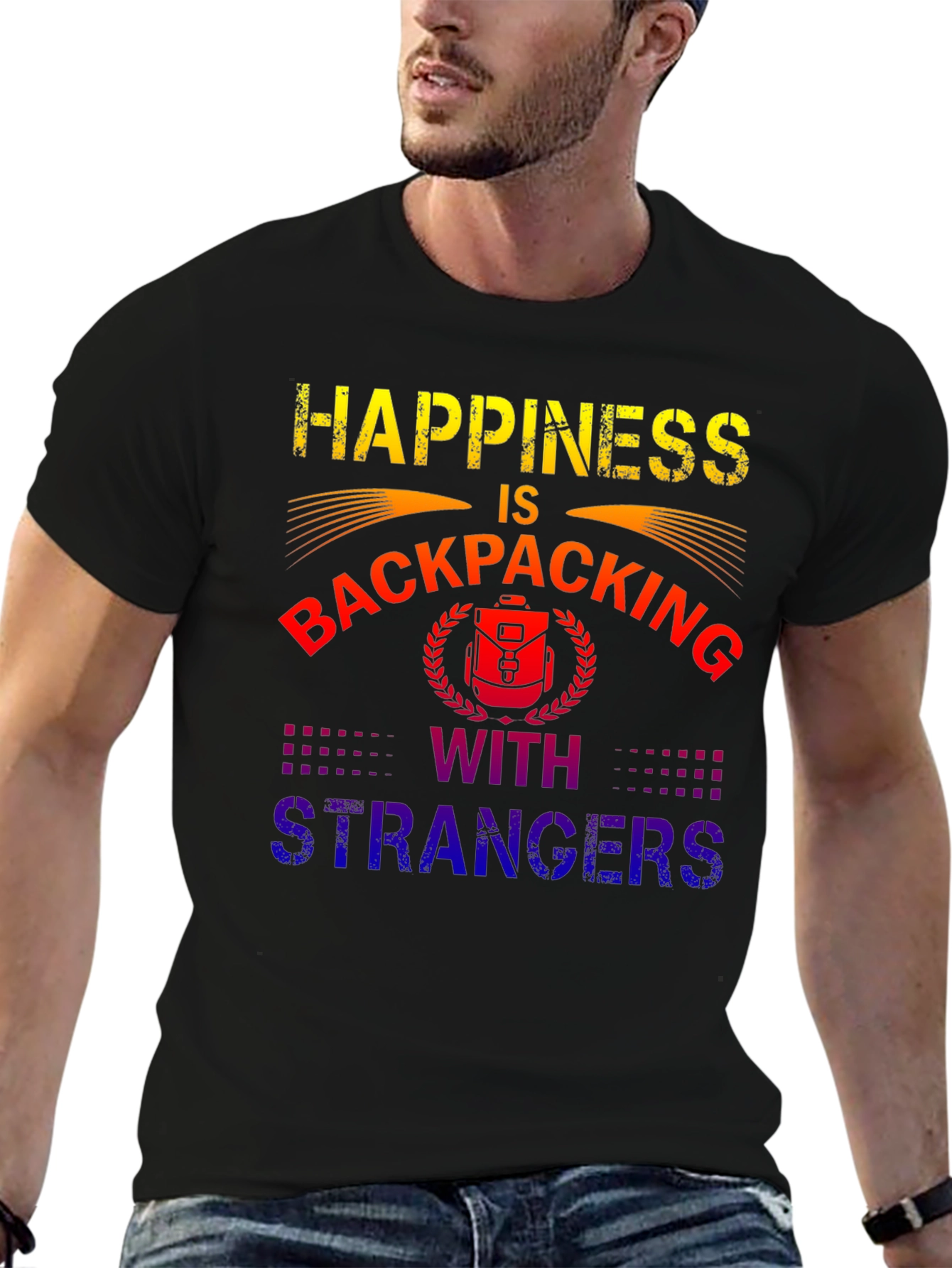 Camiseta Happiness is Backpacking With Strangers