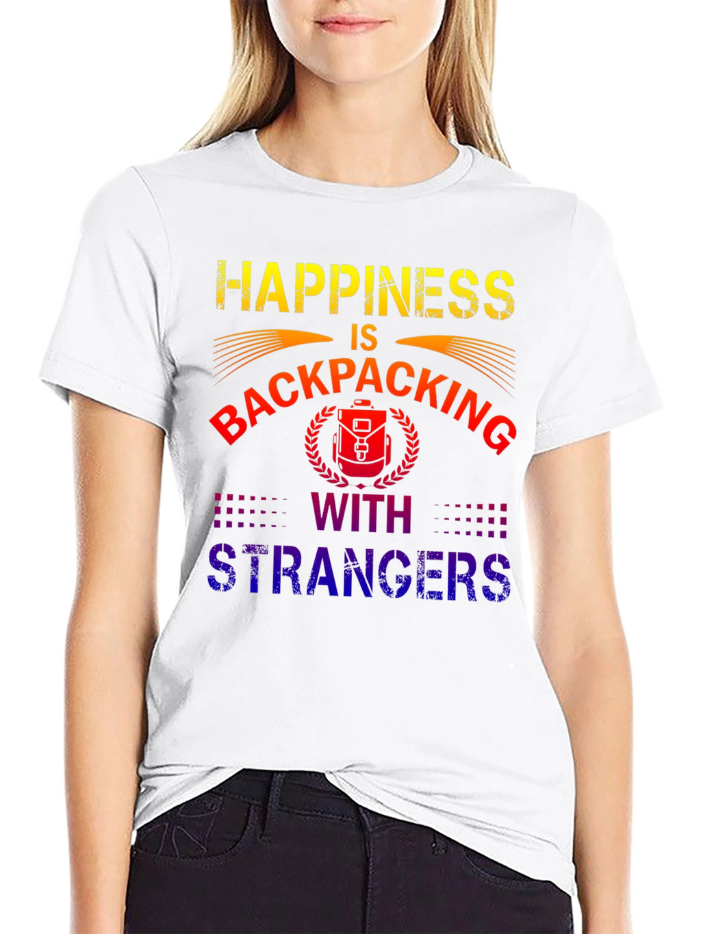 Camiseta Happiness is Backpacking With Strangers
